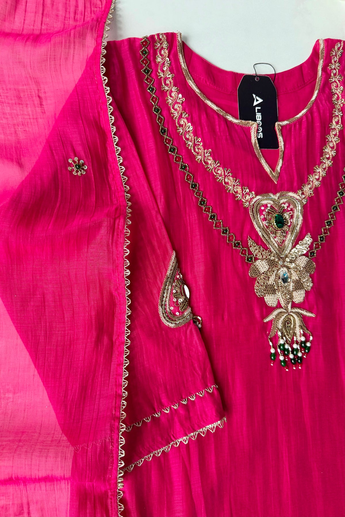 ✨”Falak - Premium Royal Pink Mul Chanderi A-Line Kurta Set