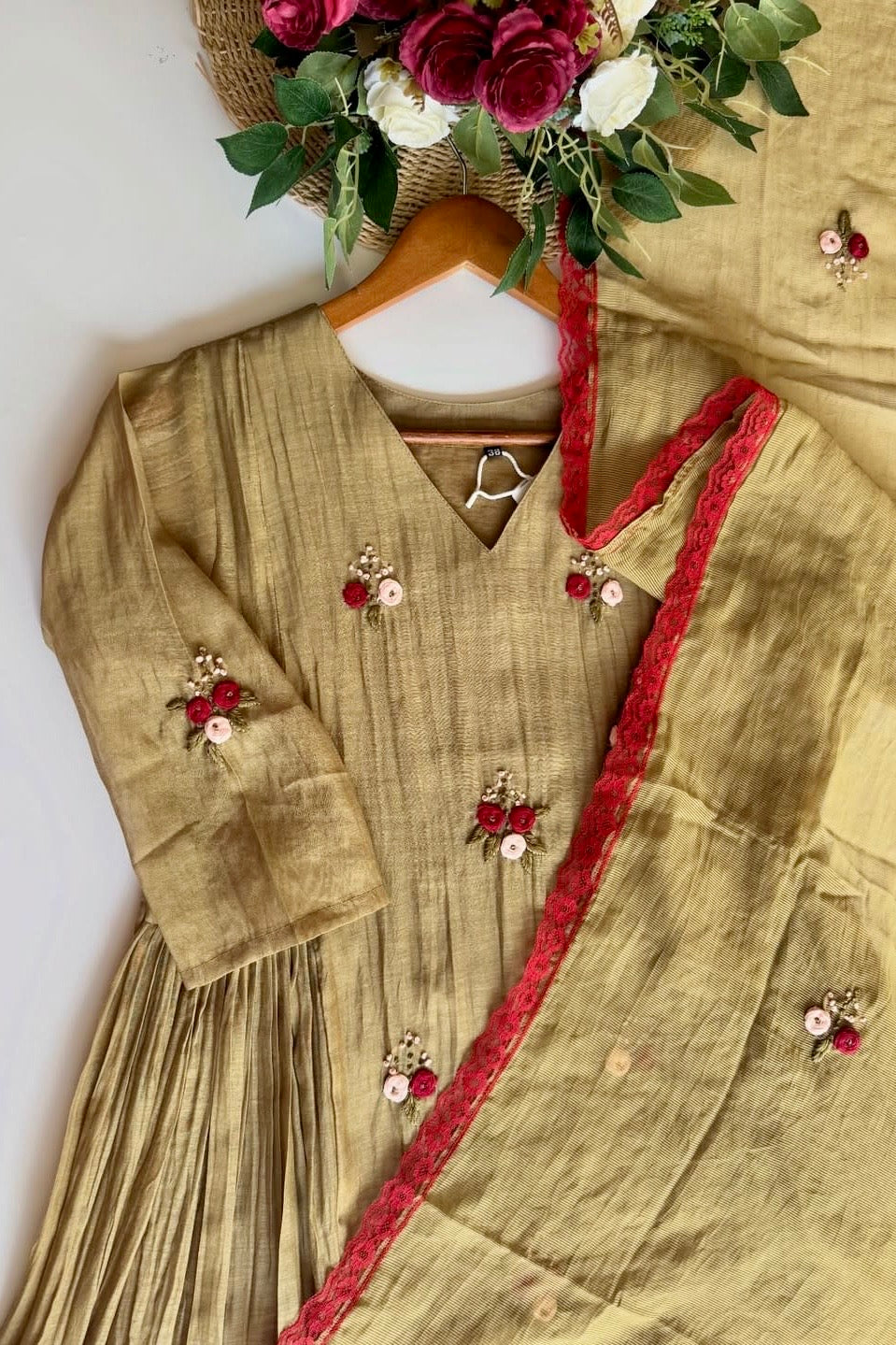 Gold – Eid Special Premium Mul Chanderi Anarkali Kurta Set