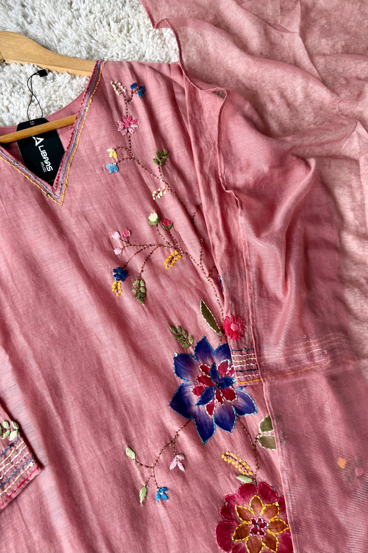 ✨”Avni – Designer Mul Chanderi Embroidered A Line Suit Set