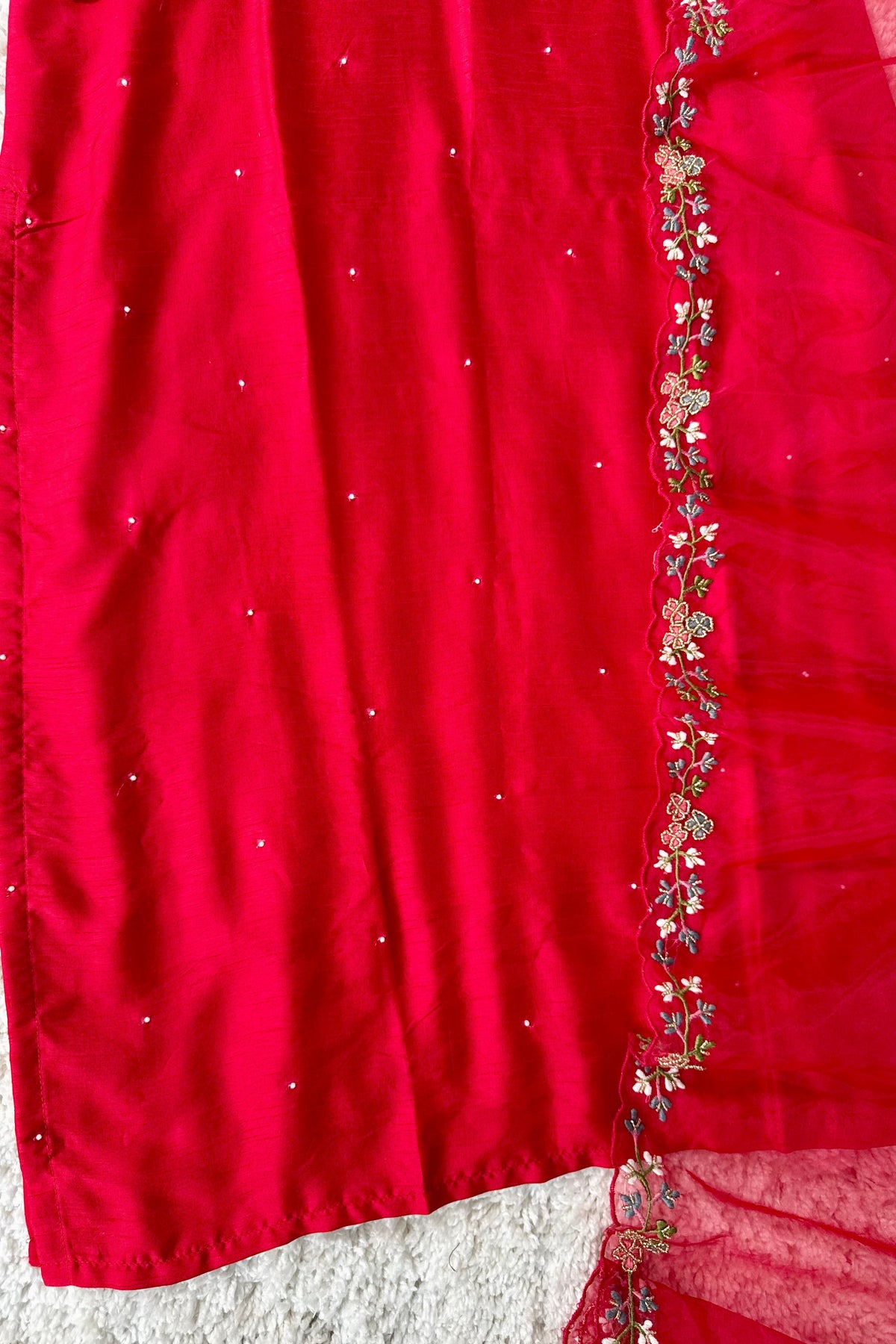 “ALKA” A very beautiful Red piece with zardozi & zari handwork set