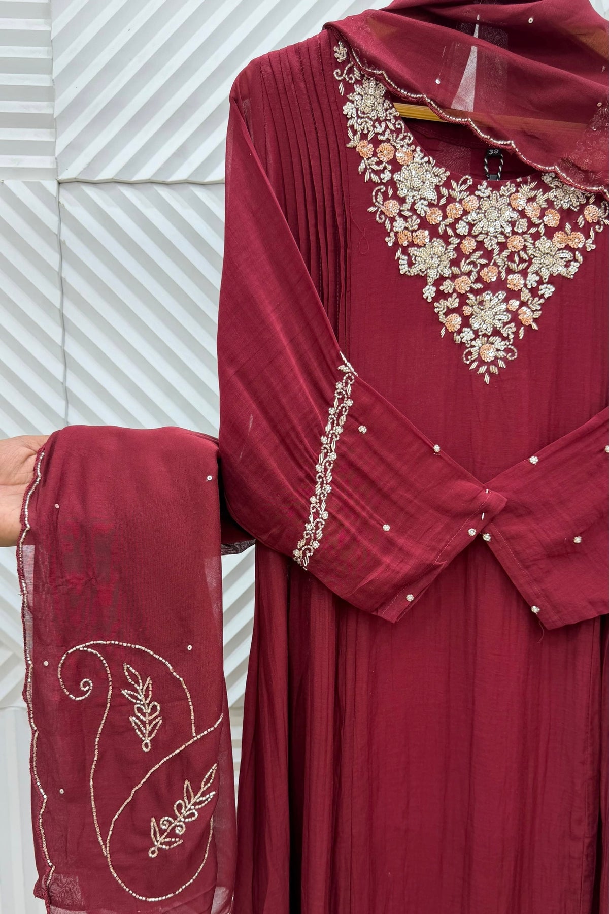 ✨Aarohi - Banaras mul chanderi A Line Kurta Set