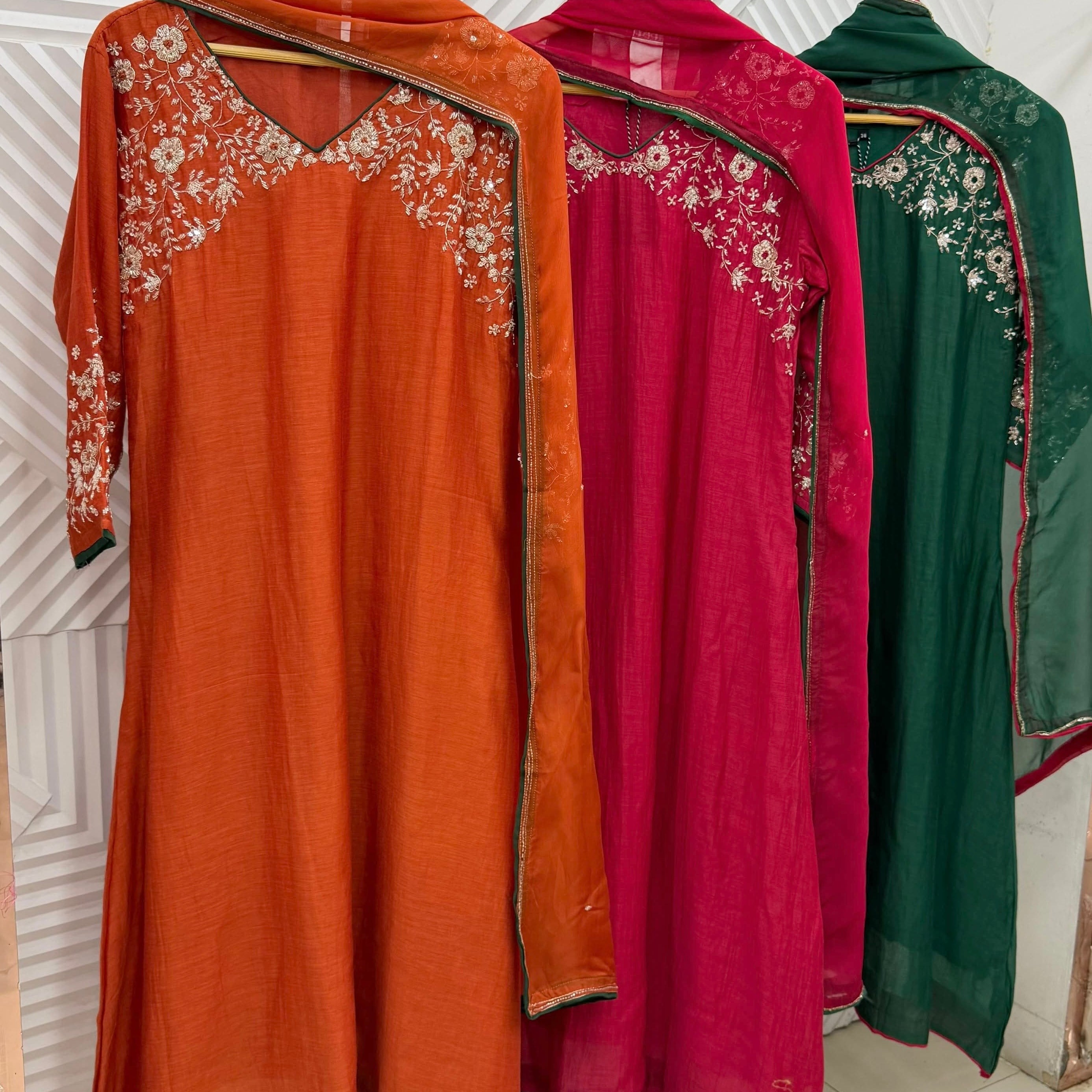 ✨Myra - Premium Mul Chanderi A-Line Anarkali Kurta set
