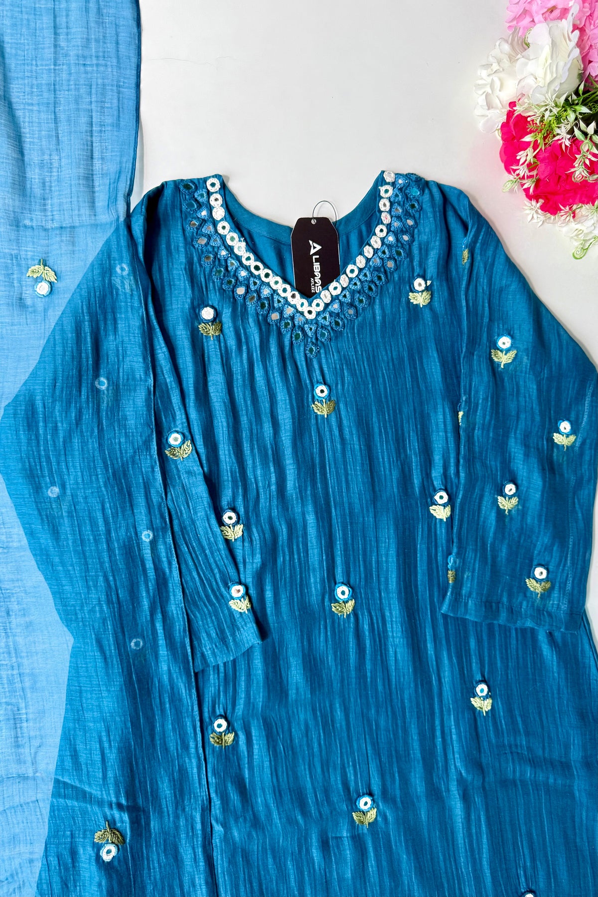 ✨”Ruby - Premium Blue Mul Chanderi A-Line Kurta Set