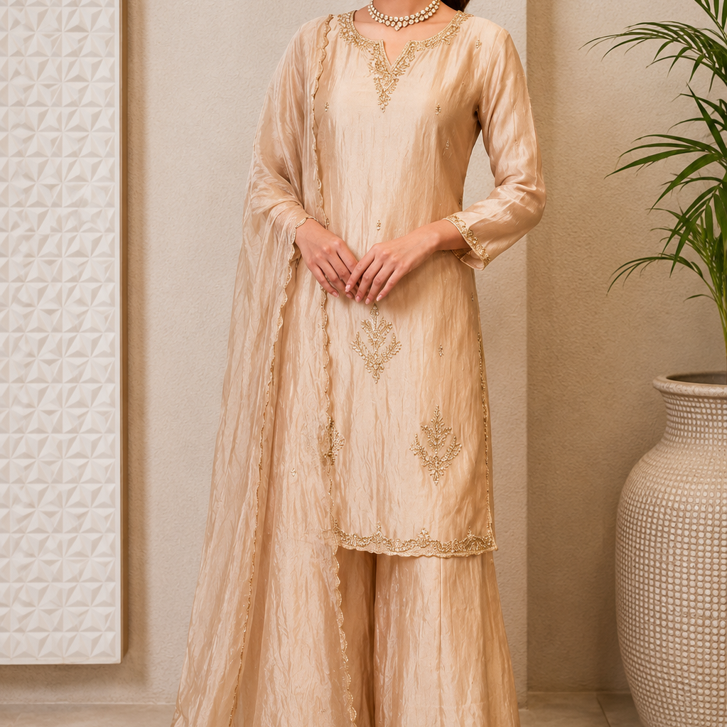 ✨Ruhani – Luxury Ivory Glass Tissue Divider Suit Set