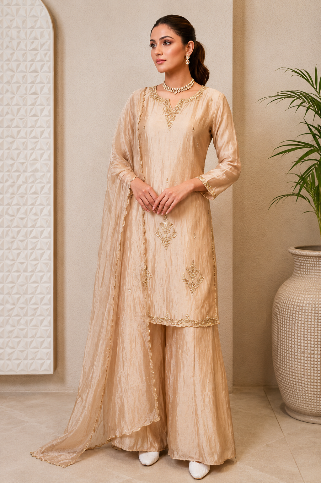 ✨Ruhani – Luxury Ivory Glass Tissue Divider Suit Set