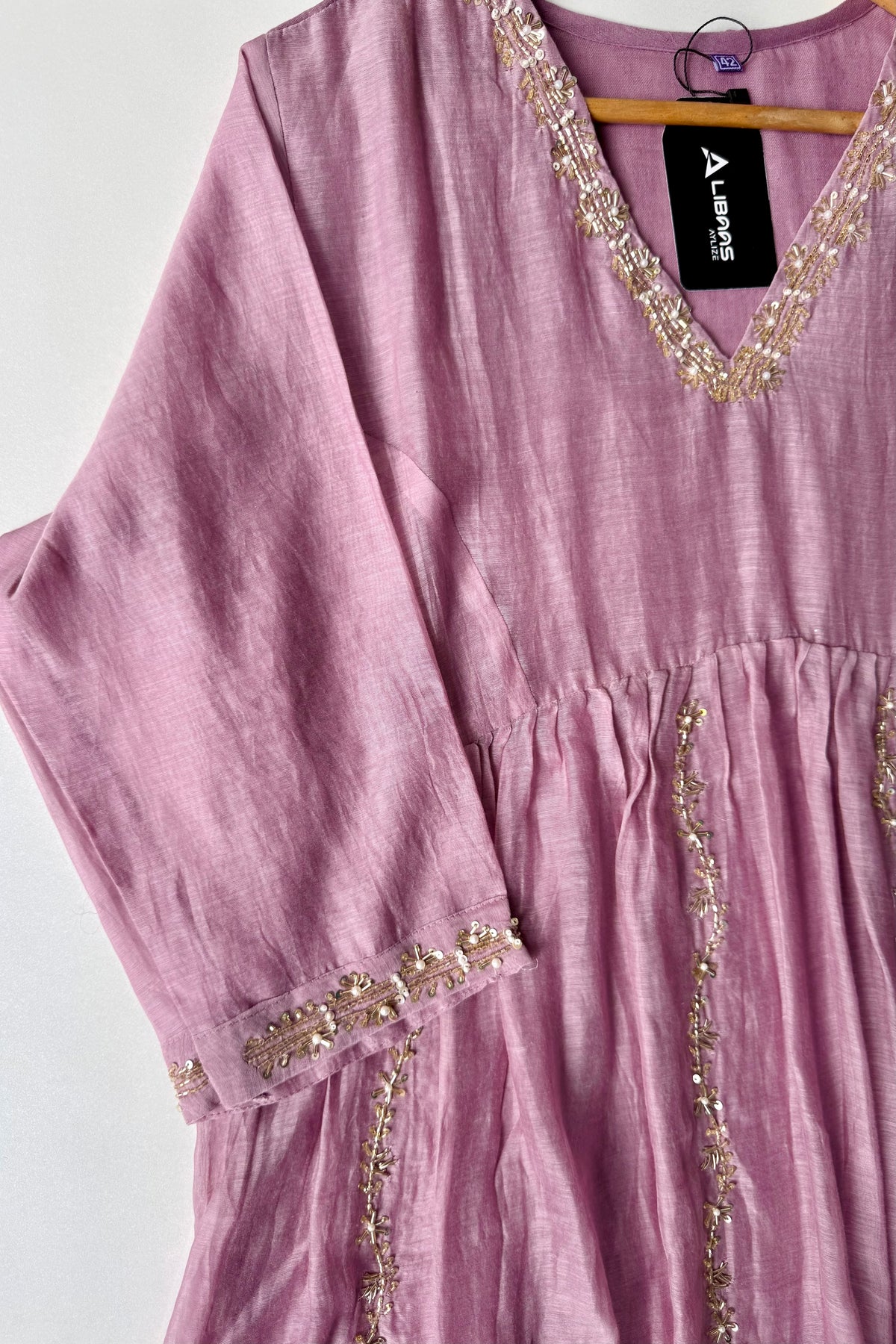 ✨Florence - Mauve Rosewood Mul Chanderi Anarkali Suit set 🛍️