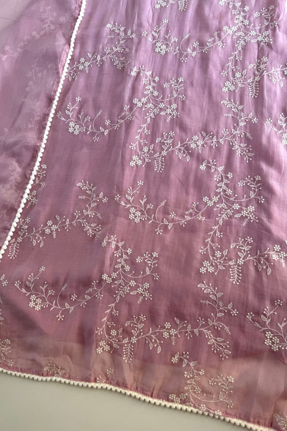 “Elina” Blossom Pink Crushed Chanderi A Line Suit set 🛍️