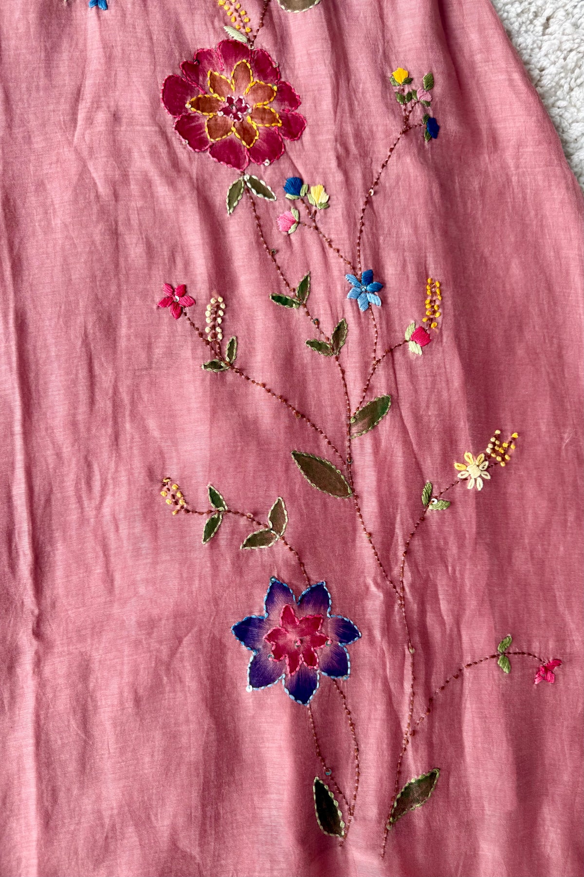 ✨”Avni – Designer Mul Chanderi Embroidered A Line Suit Set