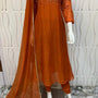 ✨AZ03 - Beautiful Rust Orange Mul Chanderi A Line Kurta set