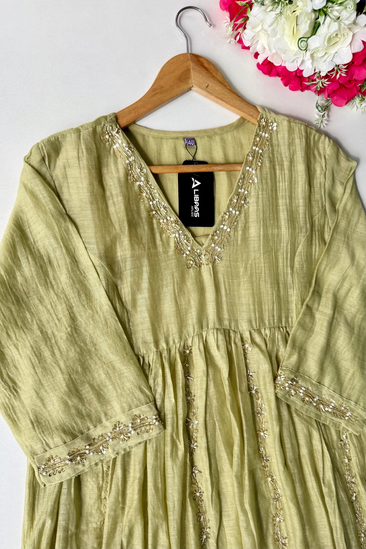 ✨Florence - Olive Pistachio Mul Chanderi Anarkali Suit set 🛍️