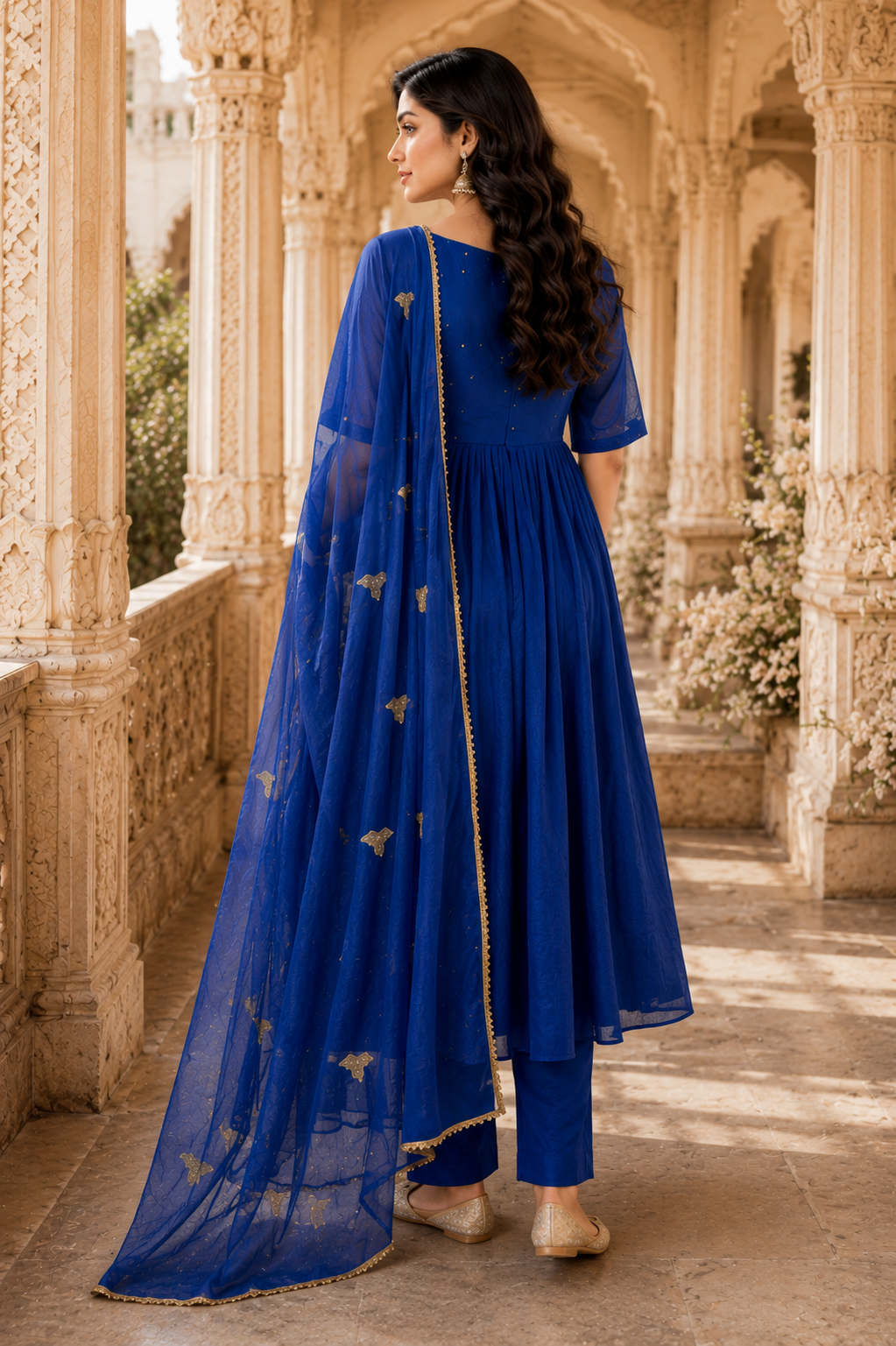 ✨AZ20 - Premium Blue Kota Anarkali Kurta set