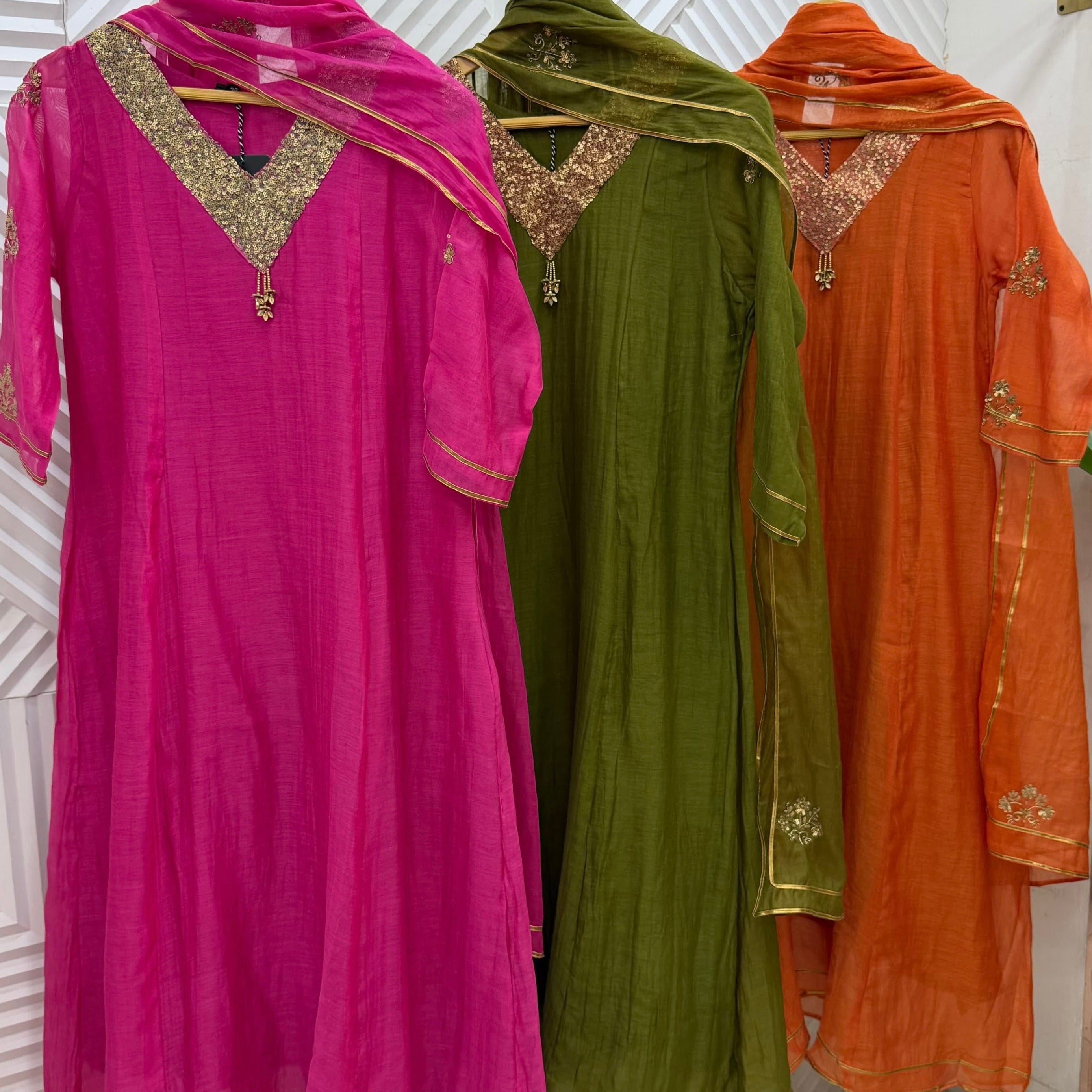 ✨Brightness - Premium Mul Chanderi A-Line Anarkali Kurta set