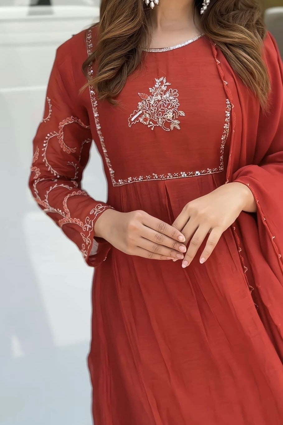 🛍️”Crown –  Premium Party wear  Mul Chanderi A Line Kurta Set
