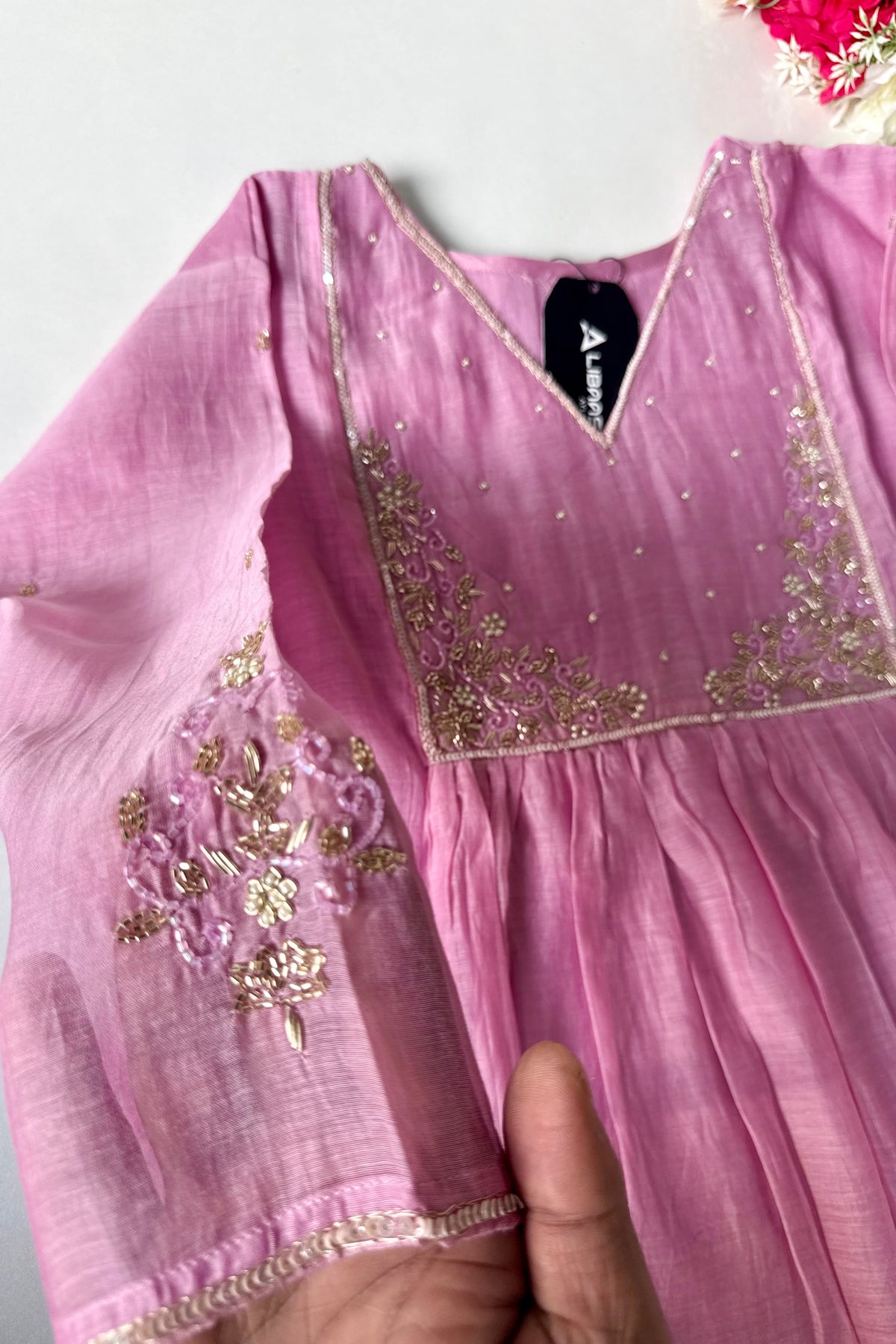 ✨ Gulnoor – Lilac Mauve Mul Chanderi A-Line Kurta Set with Dupatta