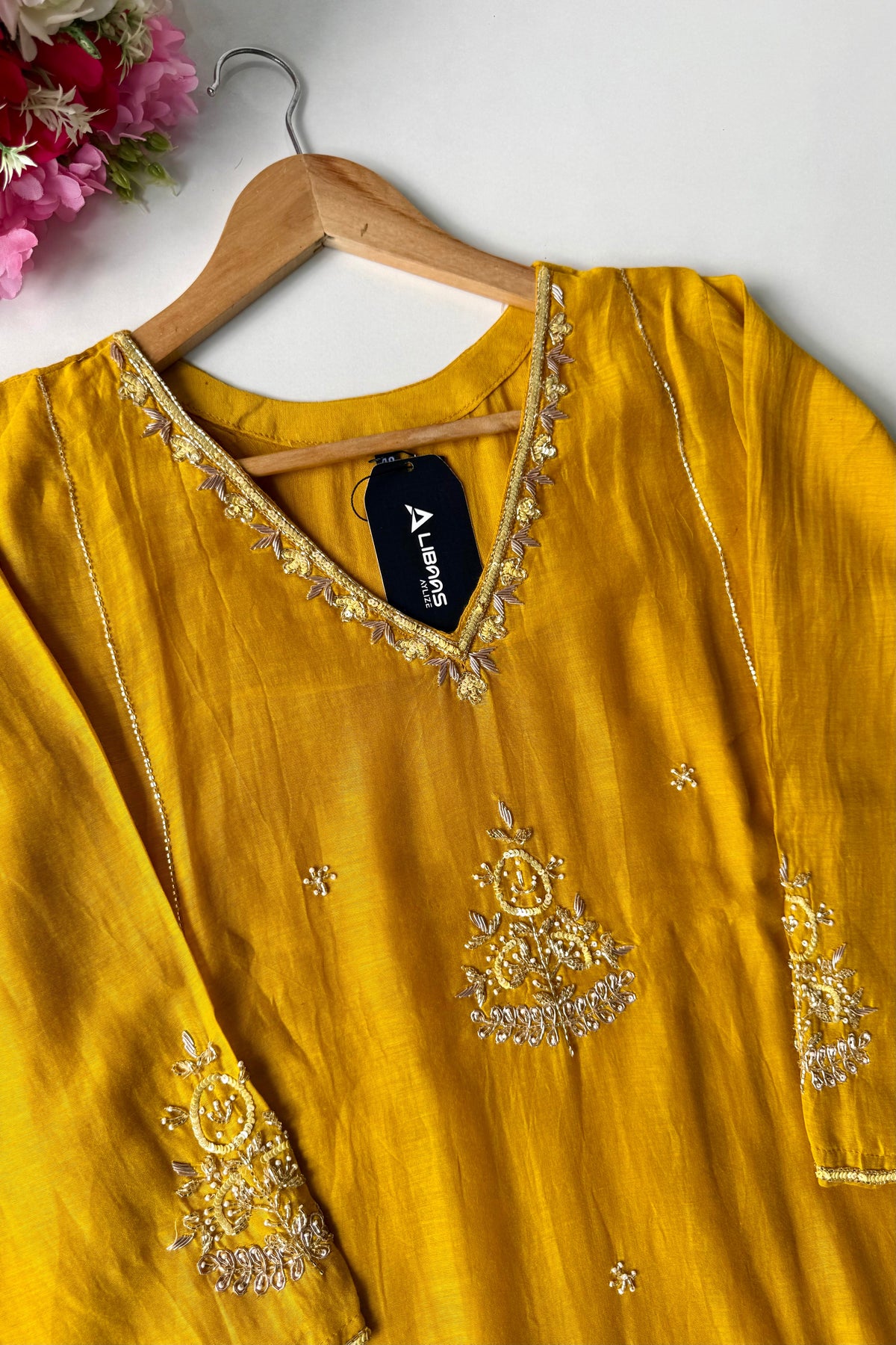 ✨”Zaria - Mustard Mul Chanderi A-Line Kurta Set