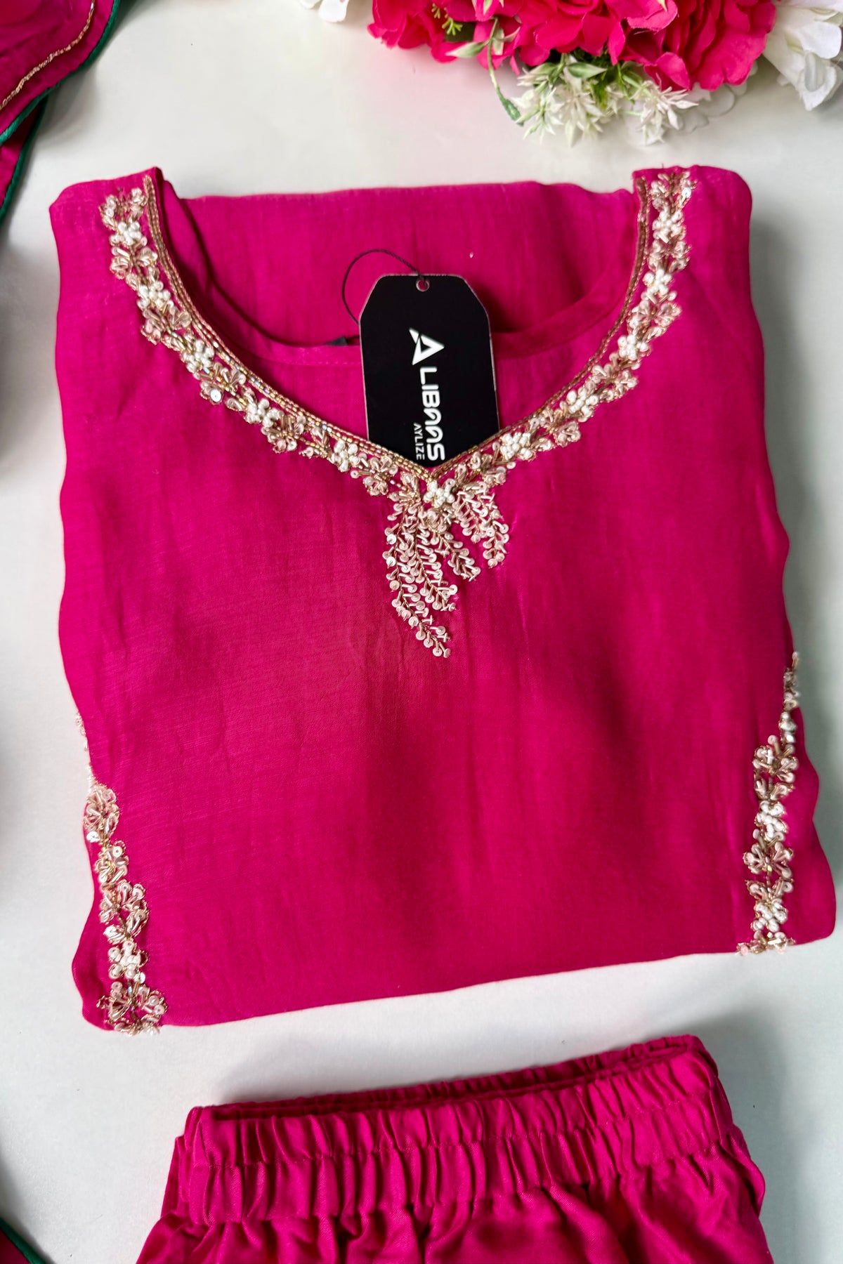 ✨”Maya - Premium Pink Mul Chanderi A-Line Kurta Set