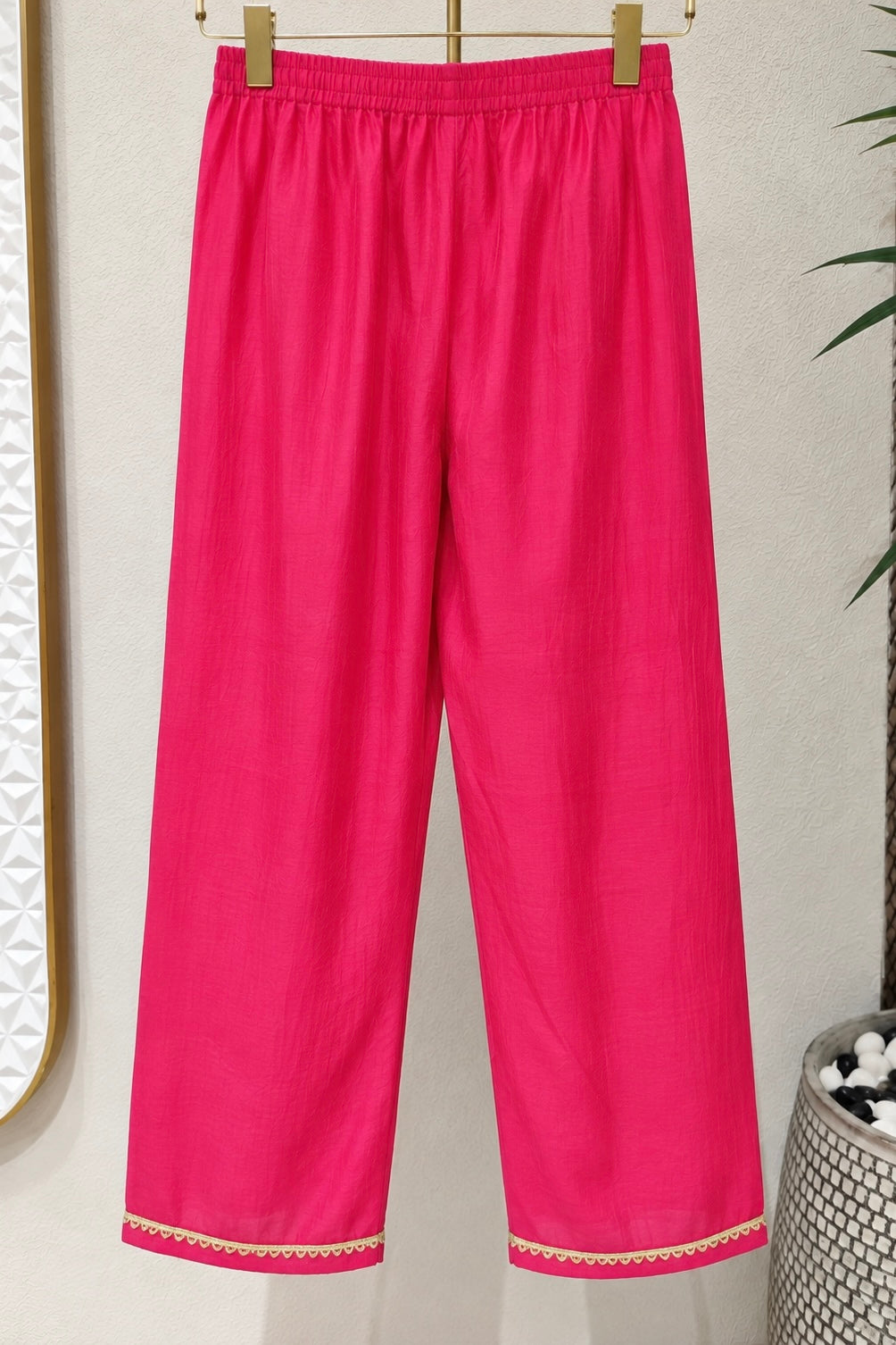 ✨”Palak - Premium Royal Pink Mul Chanderi A-Line Kurta Set