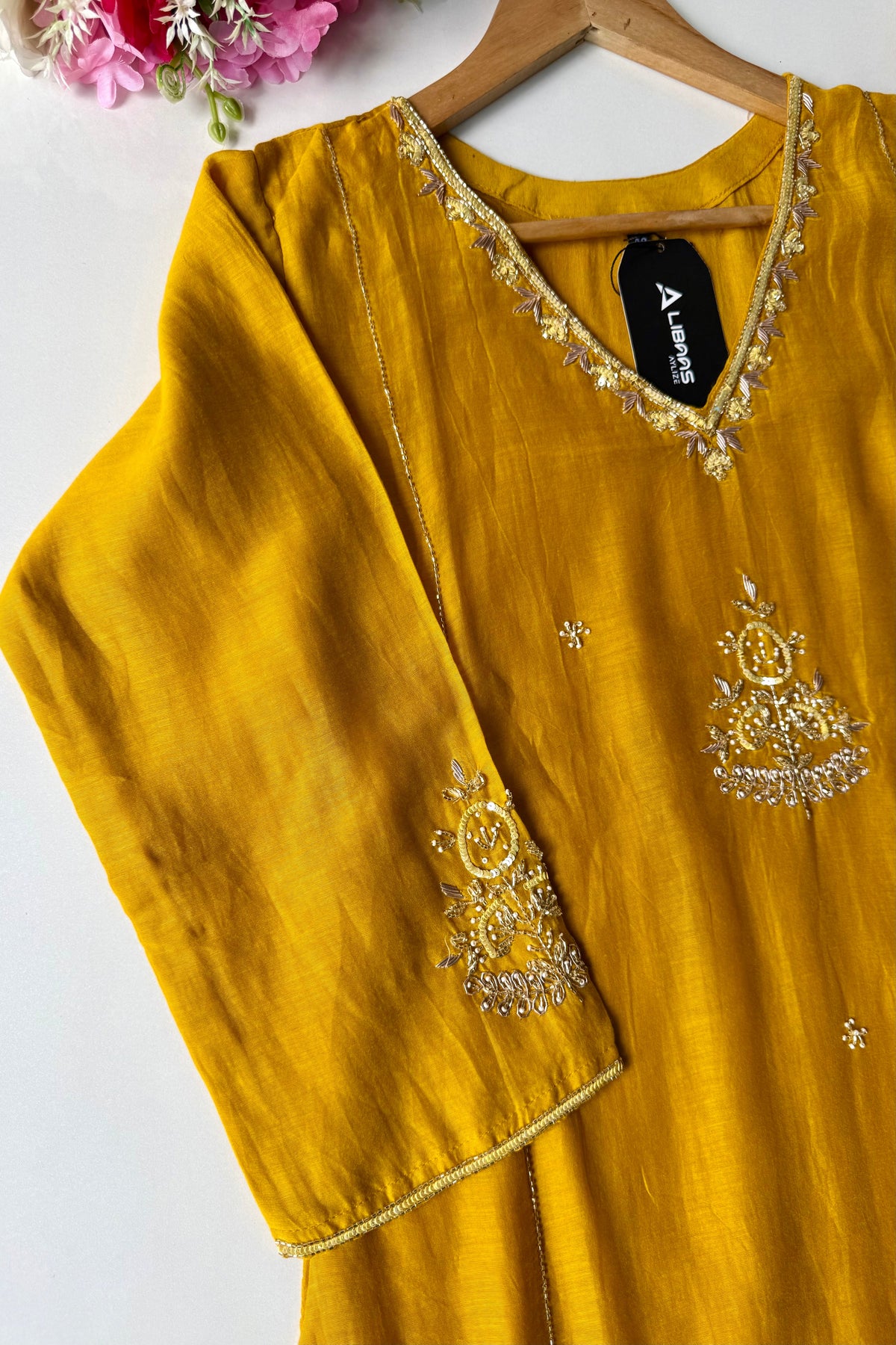 ✨”Zaria - Mustard Mul Chanderi A-Line Kurta Set