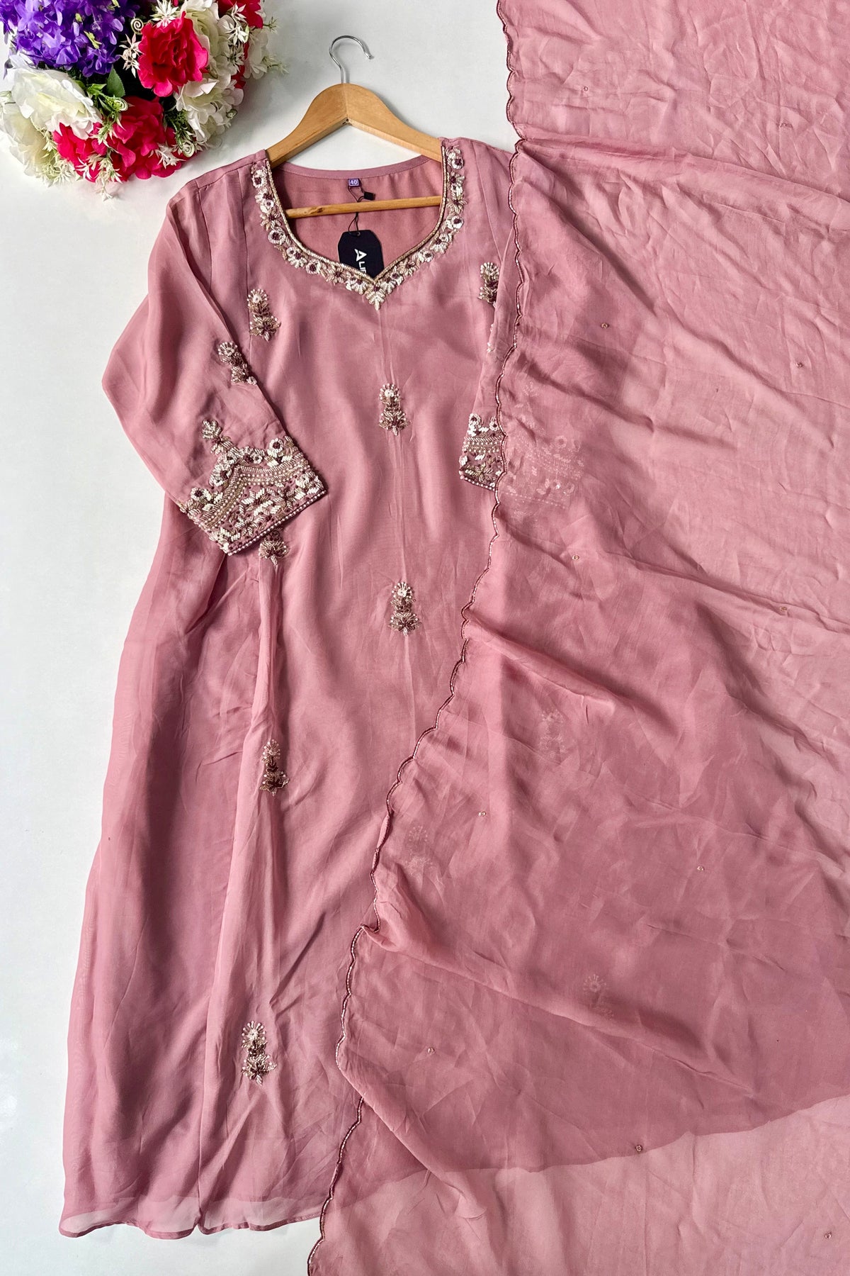 🛍️Alina - Premium Designer Organza Viscose A Line Kurta Set