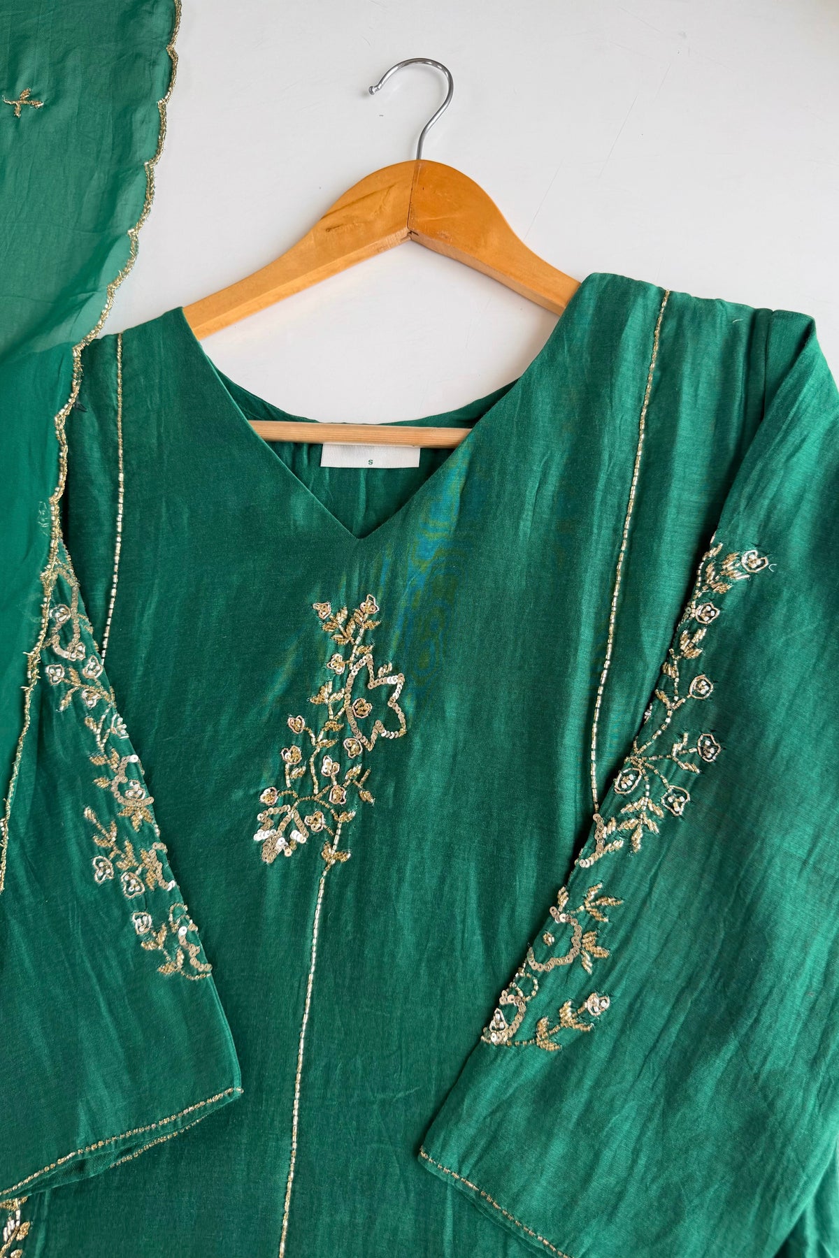 ✨”Rida - Premium Green Mul Chanderi A-Line Kurta Set