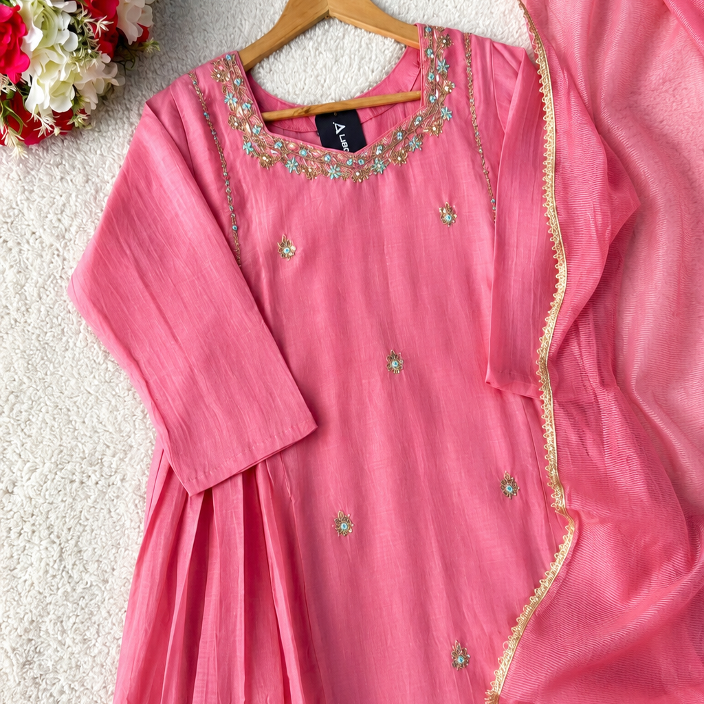 “Ayesha” Premium Mul Chanderi Anarkali Suit set 🛍️