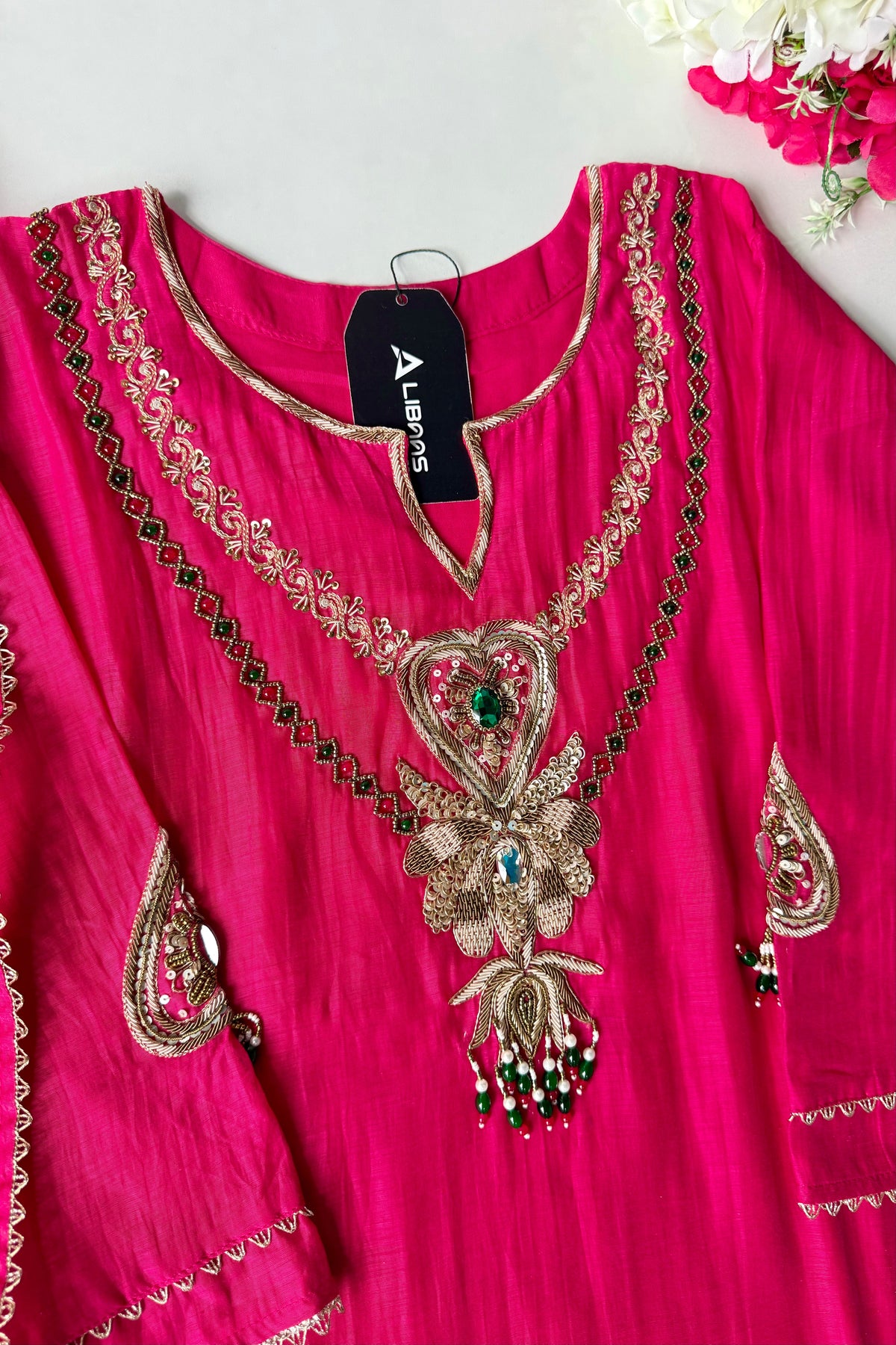“Diamond” Trending Premium Pink  Mul Chanderi A Line Suit set 🛍️