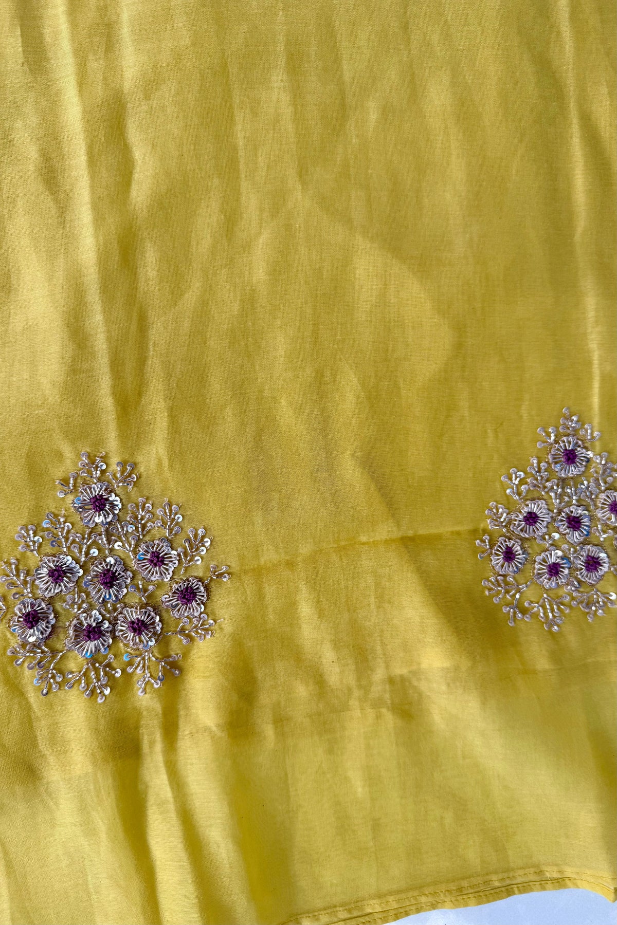 🛍️”Sinthya –  Premium Yellow Mul Chanderi A Line Kurta Set