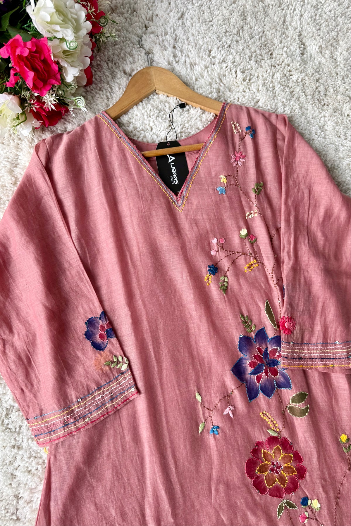 ✨”Avni – Designer Mul Chanderi Embroidered A Line Suit Set