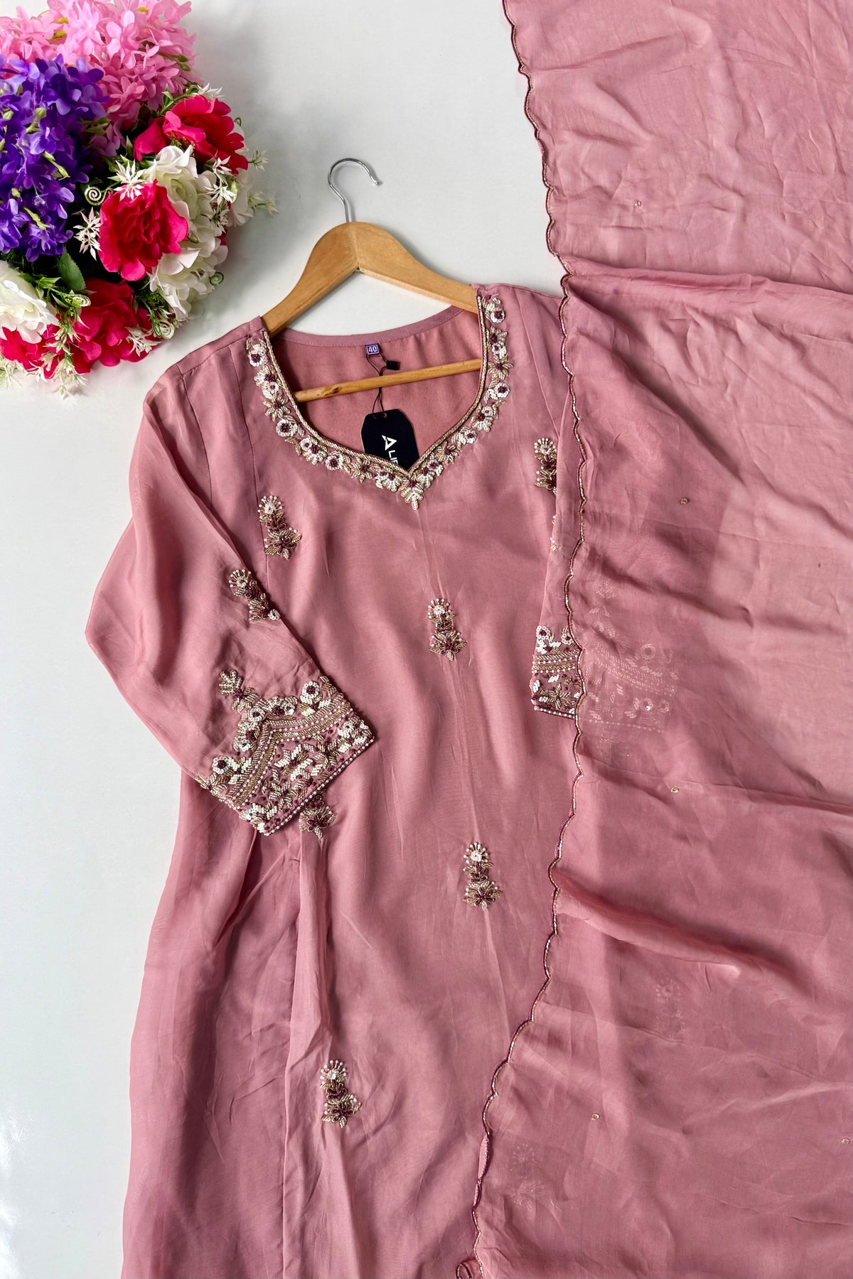 🛍️Alina - Premium Designer Organza Viscose A Line Kurta Set
