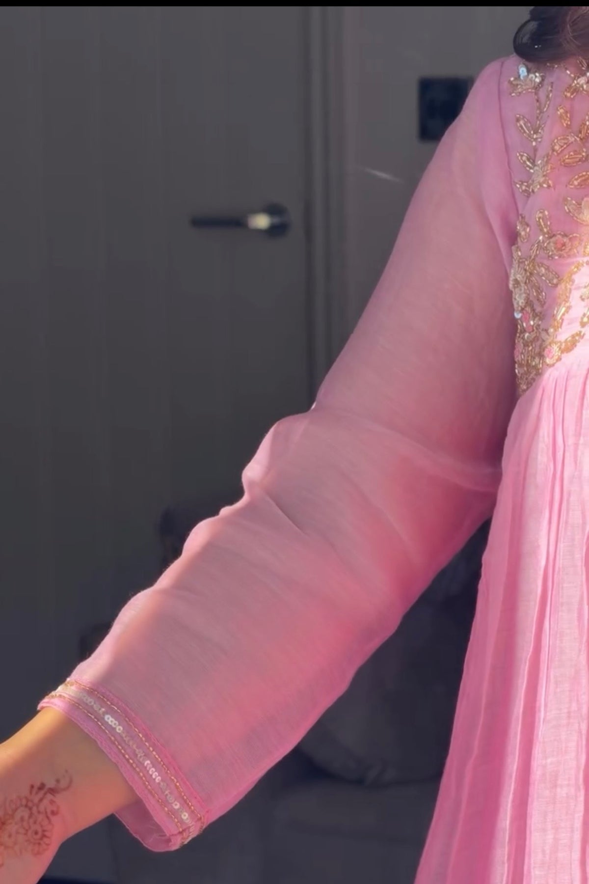 ✨”Mahek- Premium Pink Mul Chanderi A-Line Kurta Set✨