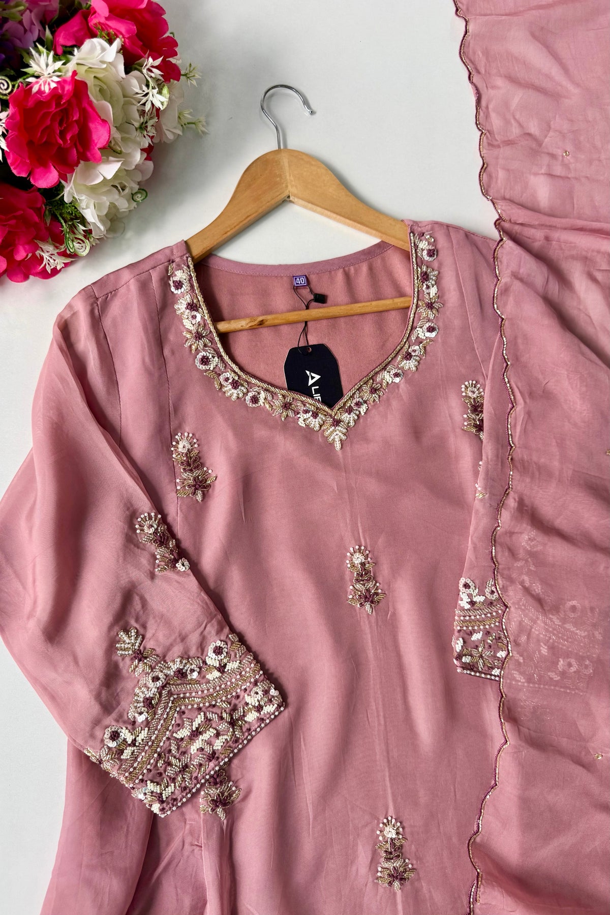 🛍️Alina - Premium Designer Organza Viscose A Line Kurta Set