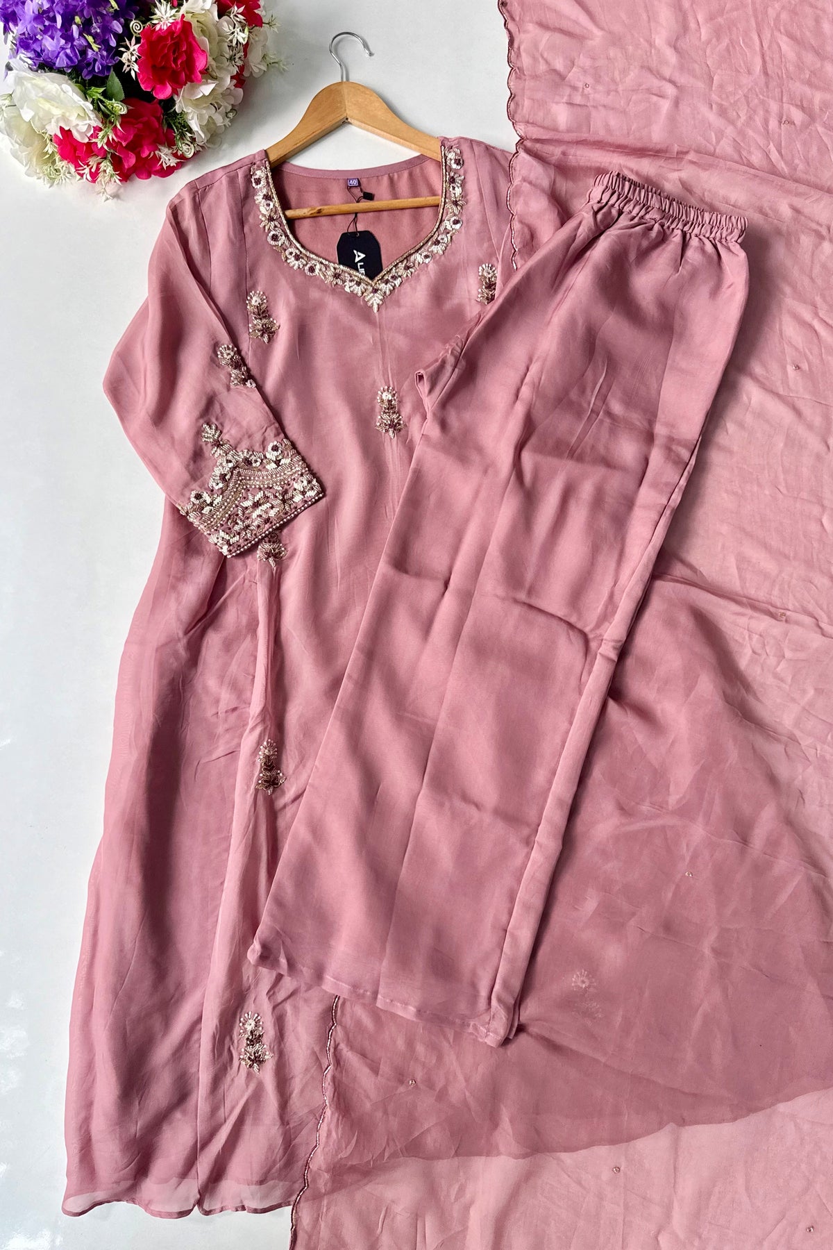 🛍️Alina - Premium Designer Organza Viscose A Line Kurta Set