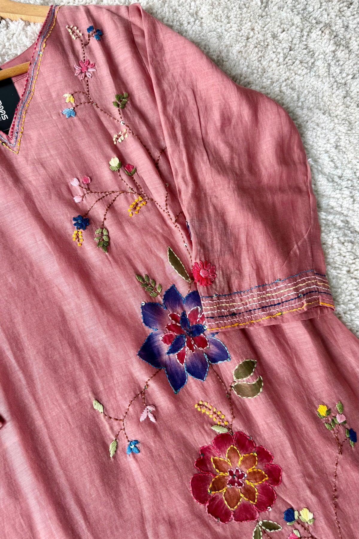 ✨”Avni – Designer Mul Chanderi Embroidered A Line Suit Set