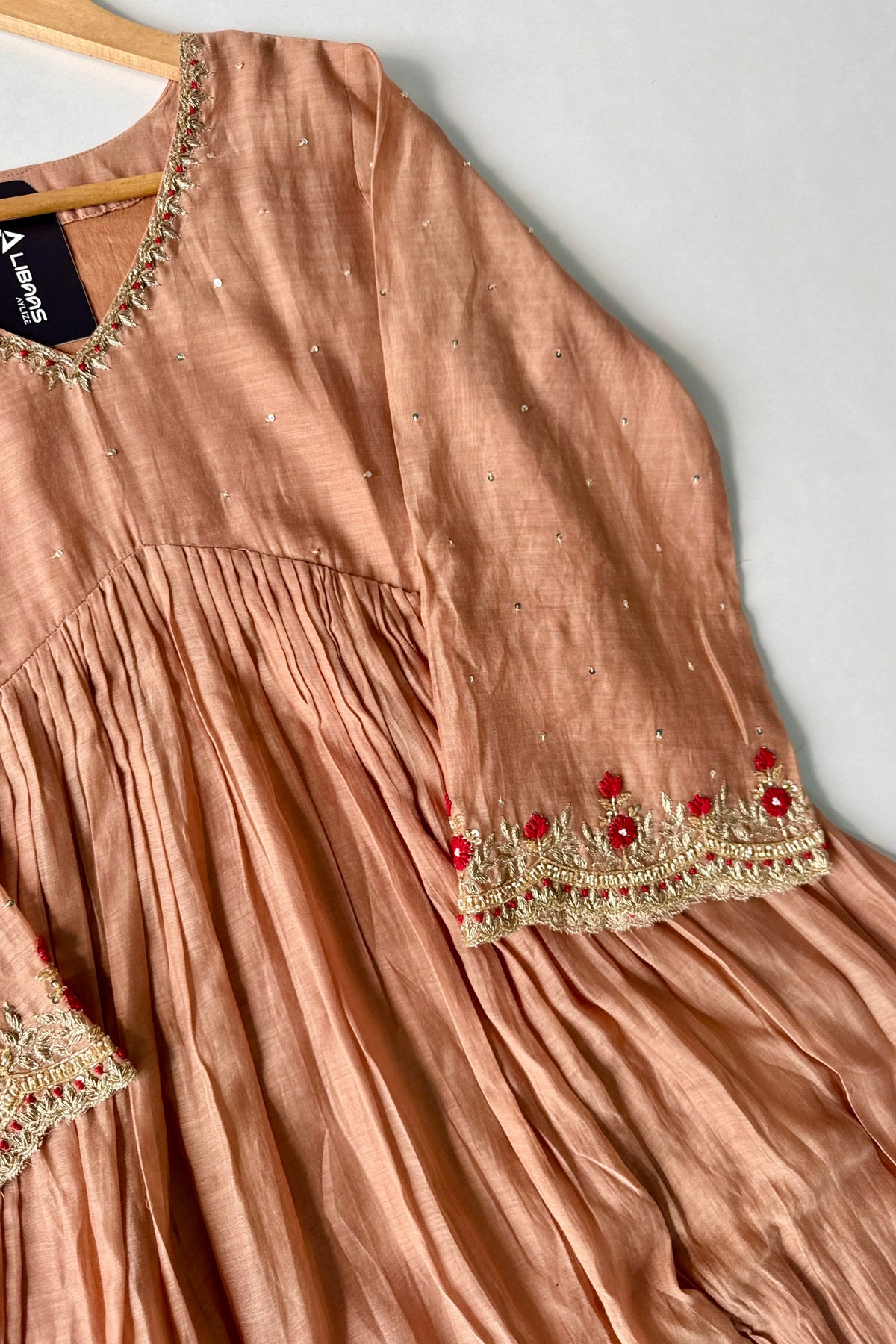 ✨”Almond- Honey Almond Mul Chanderi A-Line Kurta Set
