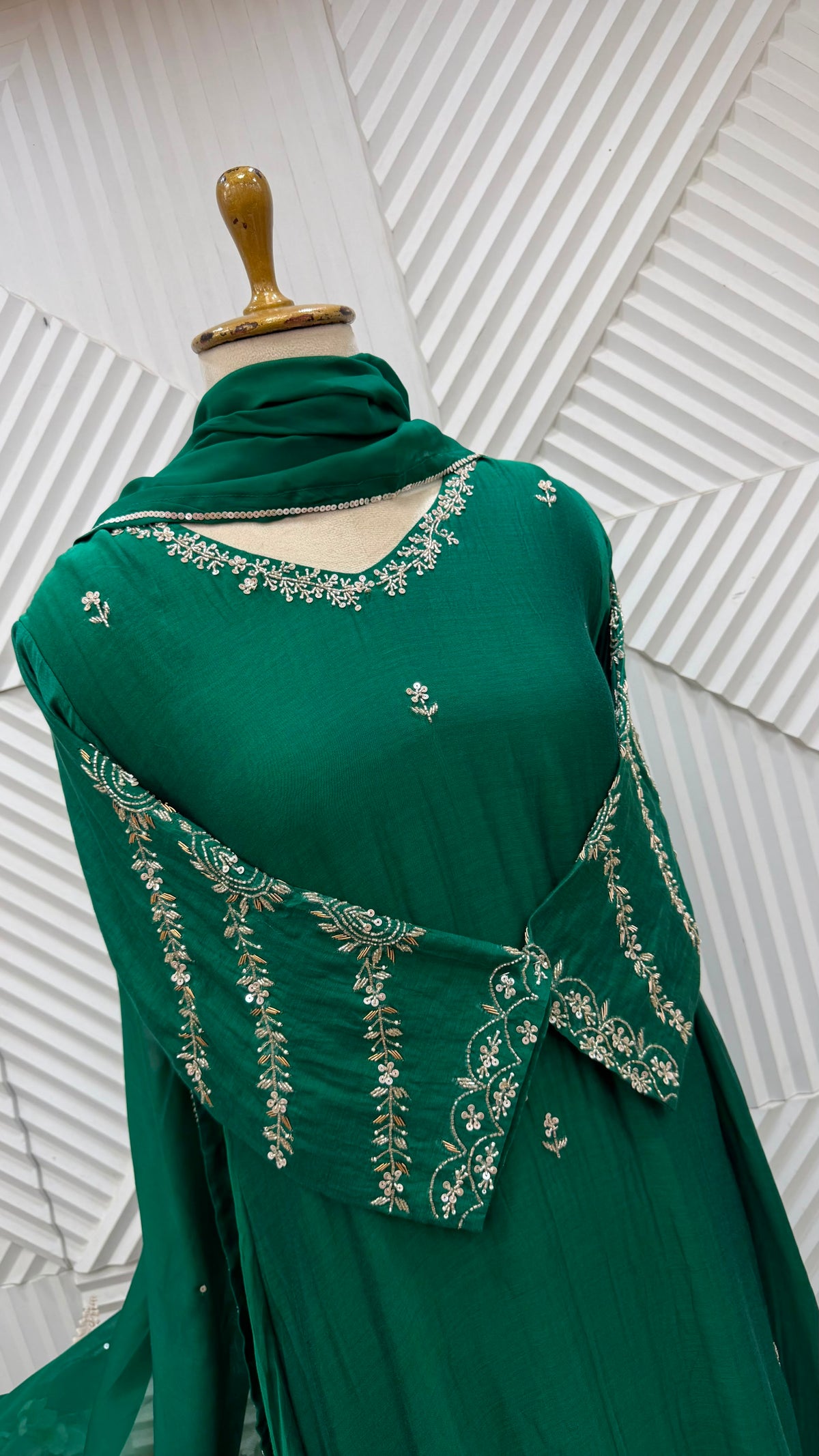 ✨”Eshal - Premium Mul Chanderi A-Line Kurta Set