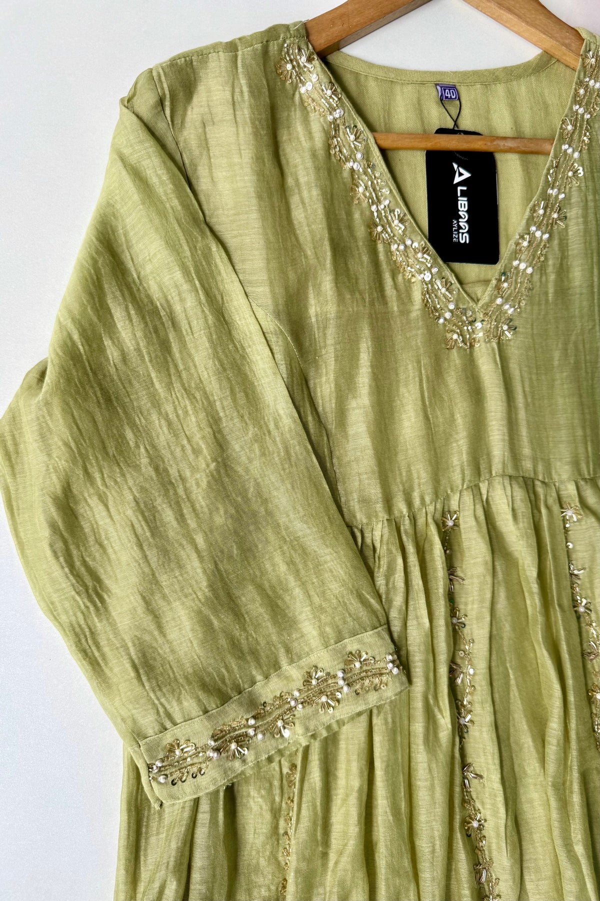 ✨Florence - Olive Pistachio Mul Chanderi Anarkali Suit set 🛍️