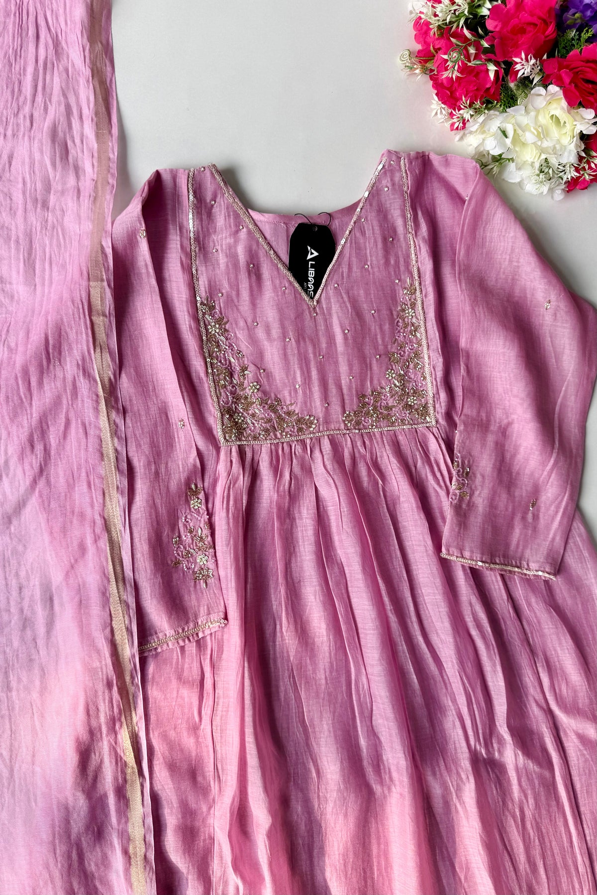 ✨ Gulnoor – Lilac Mauve Mul Chanderi A-Line Kurta Set with Dupatta