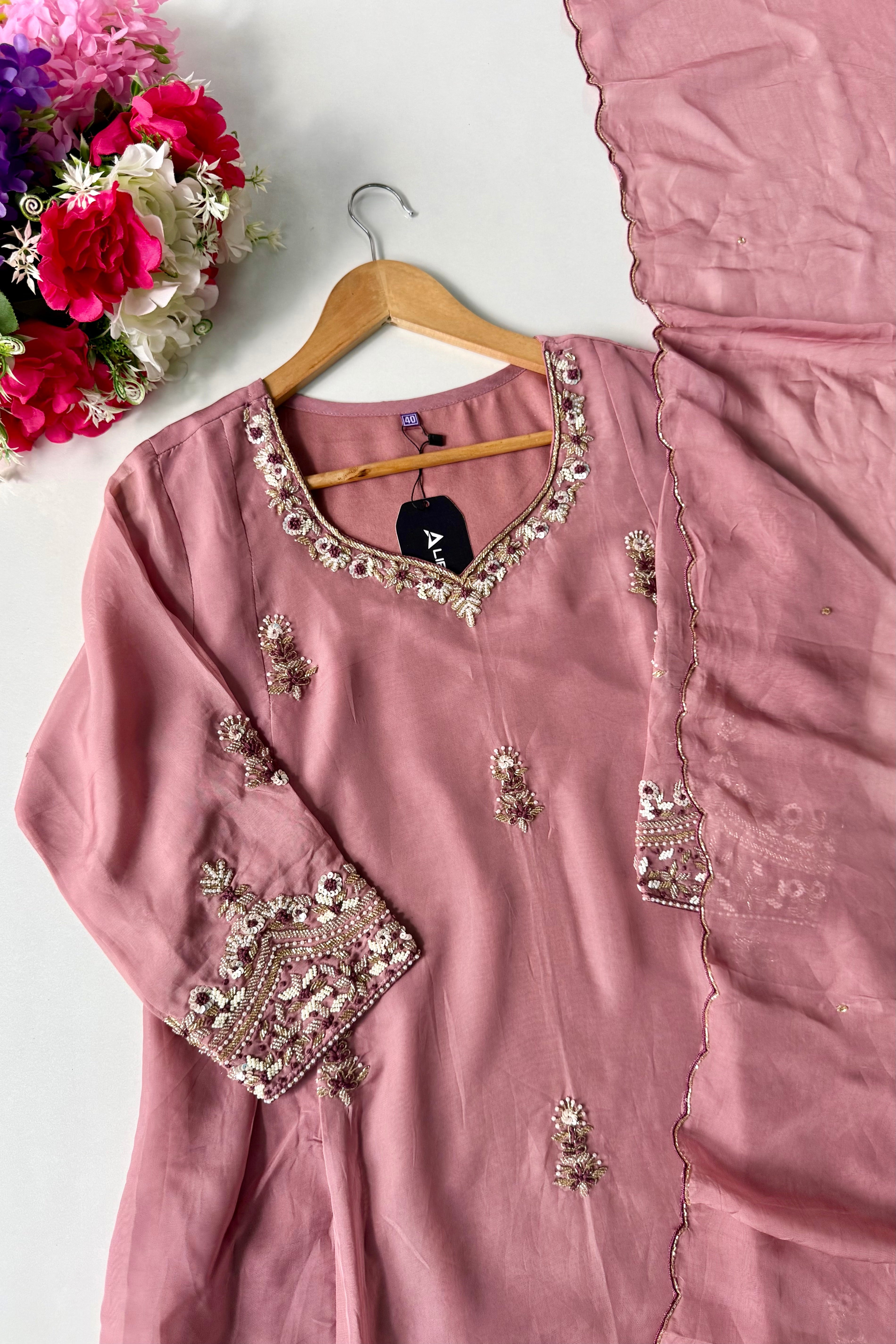 🛍️Alina - Premium Designer Organza Viscose A Line Kurta Set