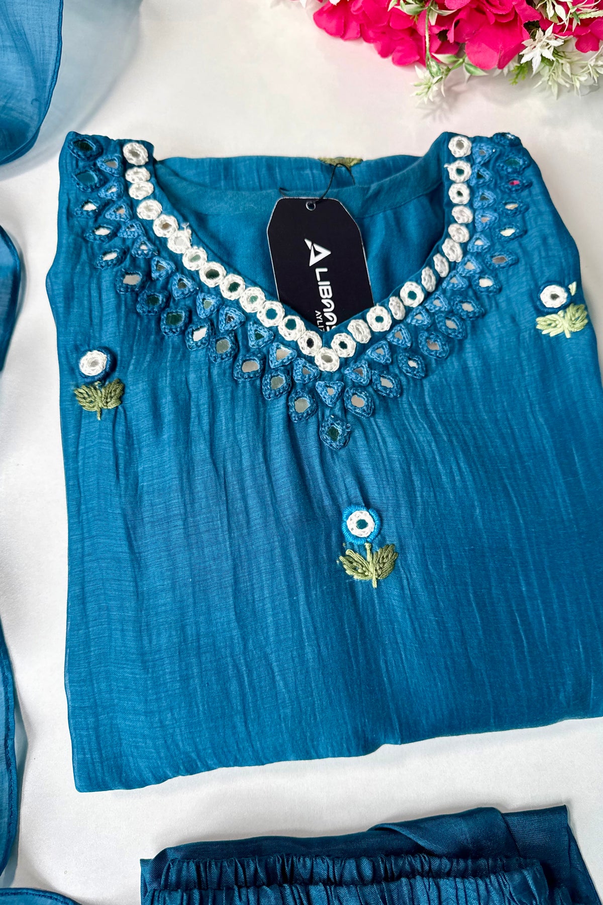 ✨”Ruby - Premium Blue Mul Chanderi A-Line Kurta Set