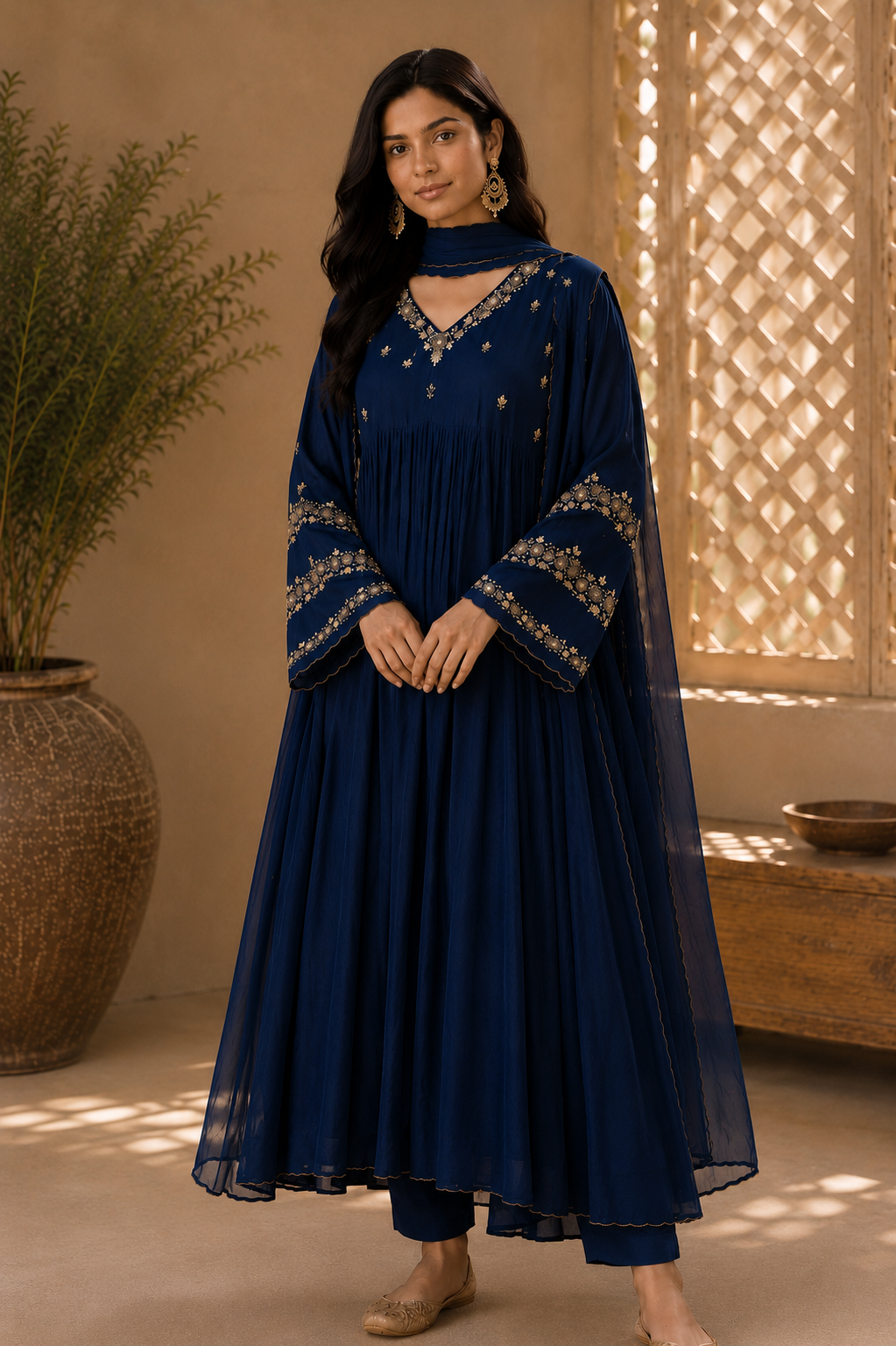 “Az026” Premium Party Wear Chinnon Anarkali Suit set