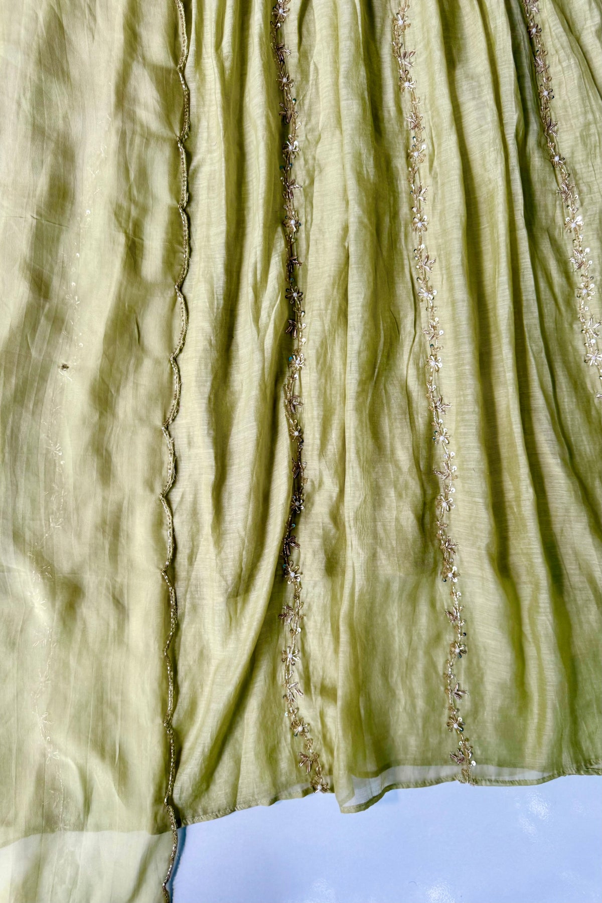 ✨Florence - Olive Pistachio Mul Chanderi Anarkali Suit set 🛍️