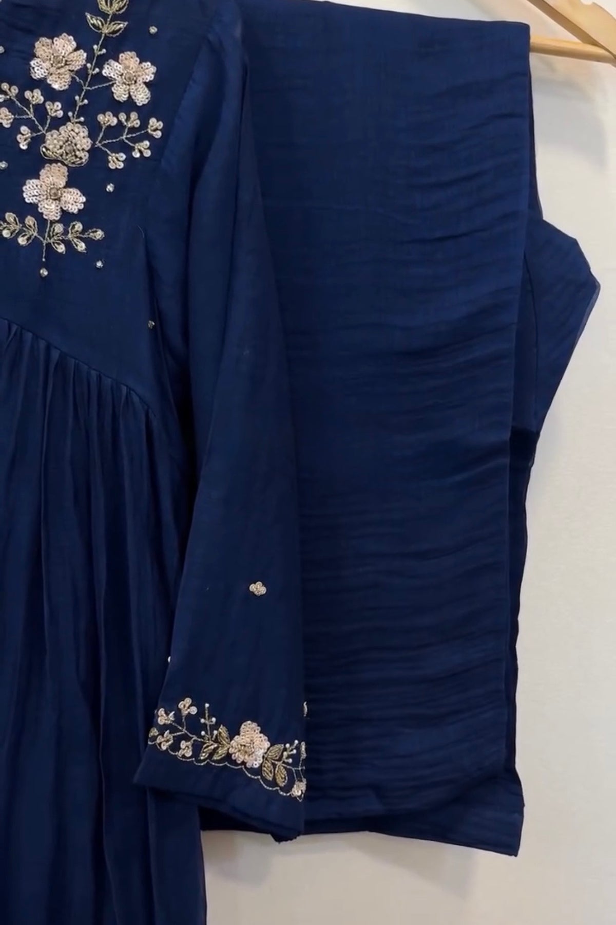 🛍️”Melody –  Premium Blue Banarsi Mul Chanderi Anarkali Suit l💫