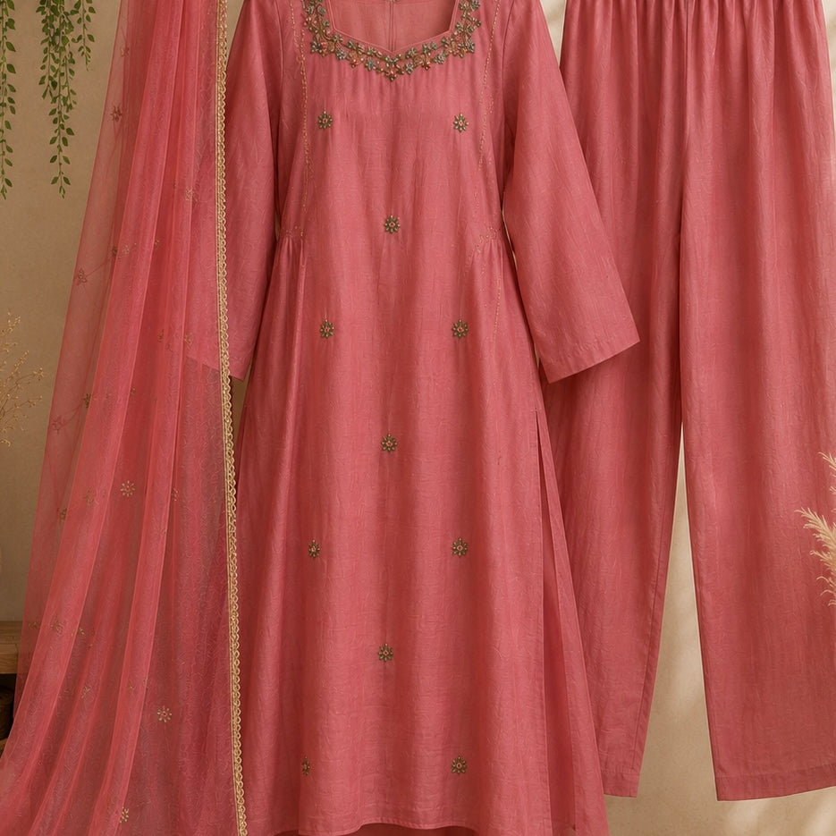 “Ayesha” Premium Mul Chanderi Anarkali Suit set 🛍️