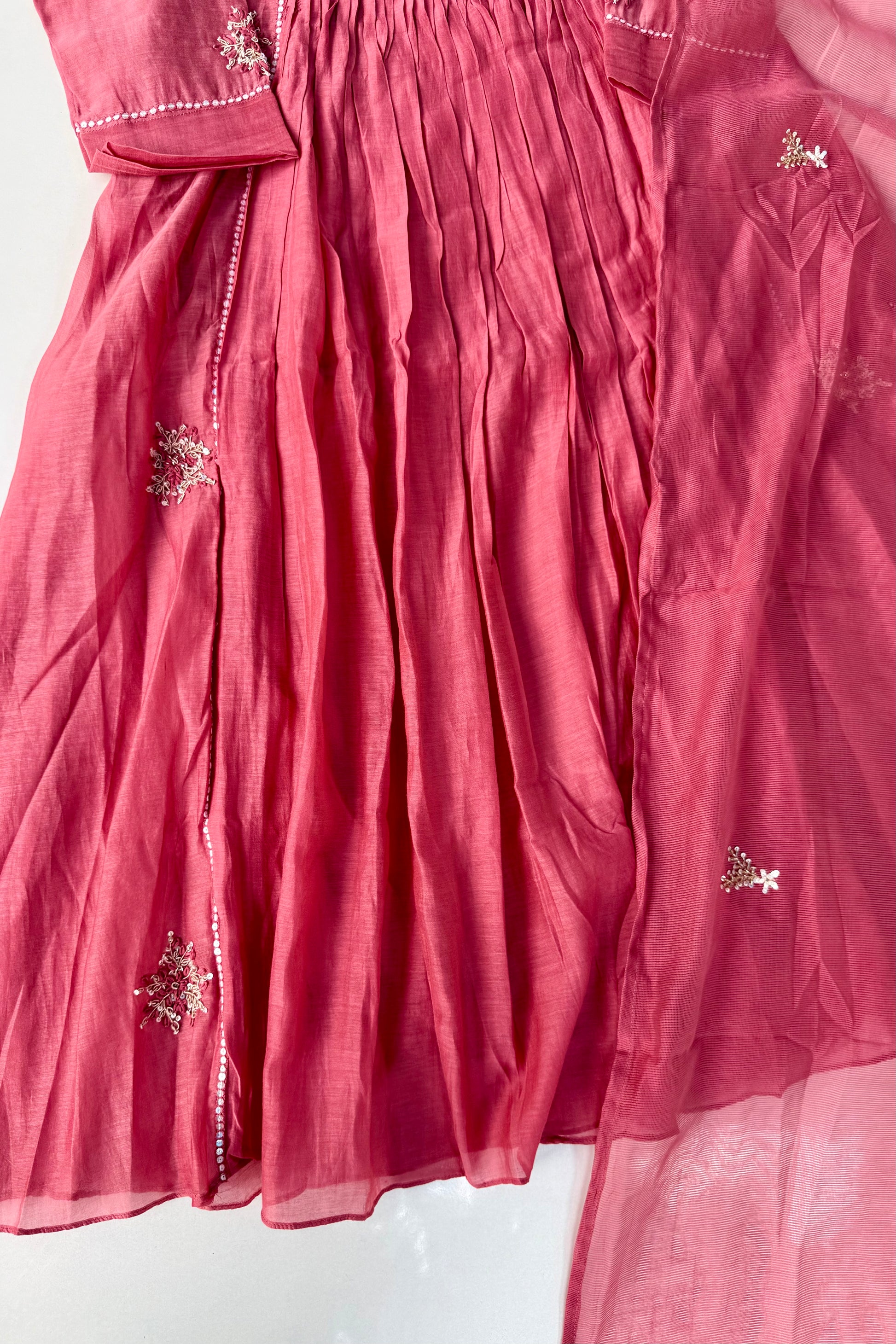 🛍️”Daisy –  Premium Red Mul Chanderi A Line Kurta Set