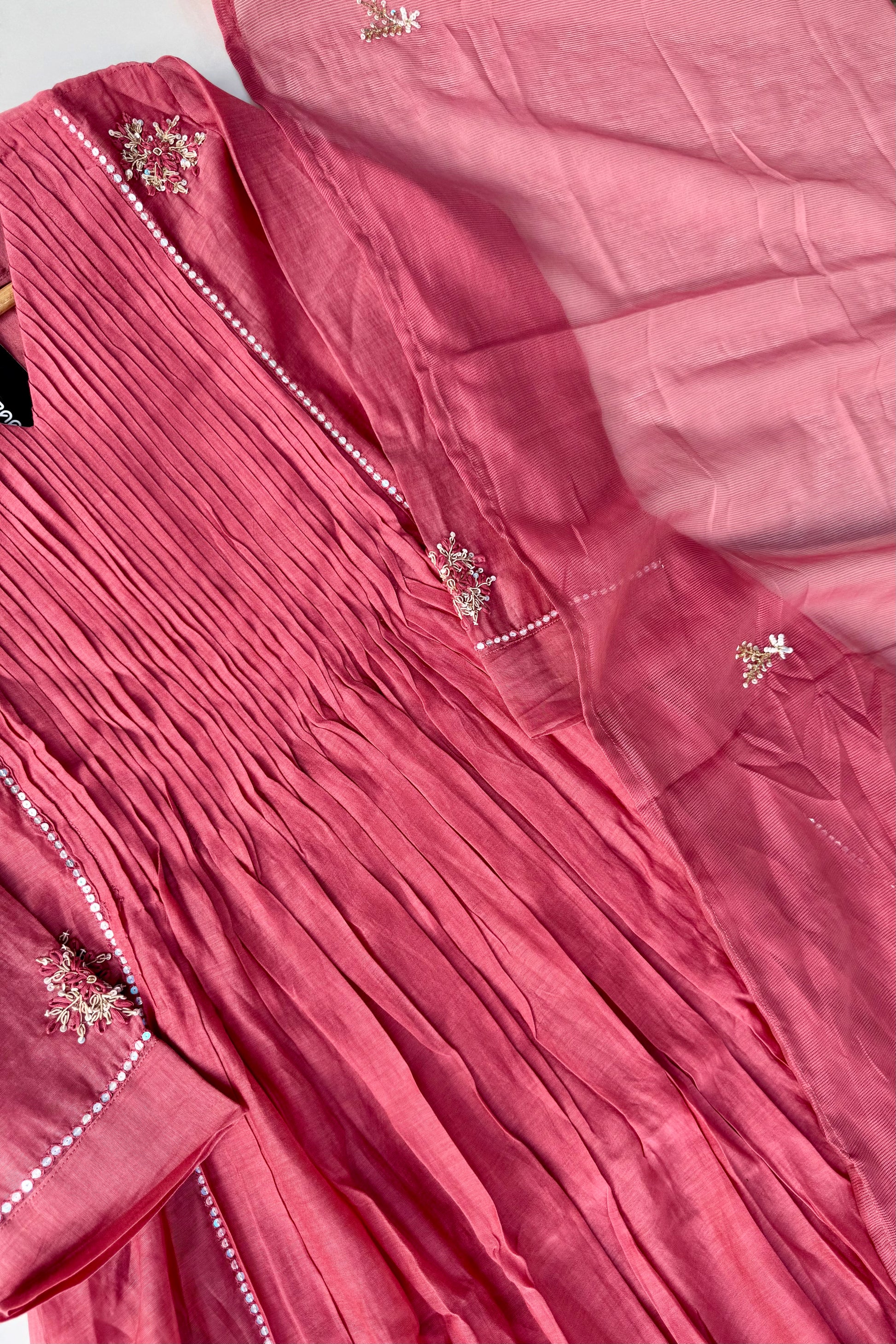 🛍️”Daisy –  Premium Red Mul Chanderi A Line Kurta Set