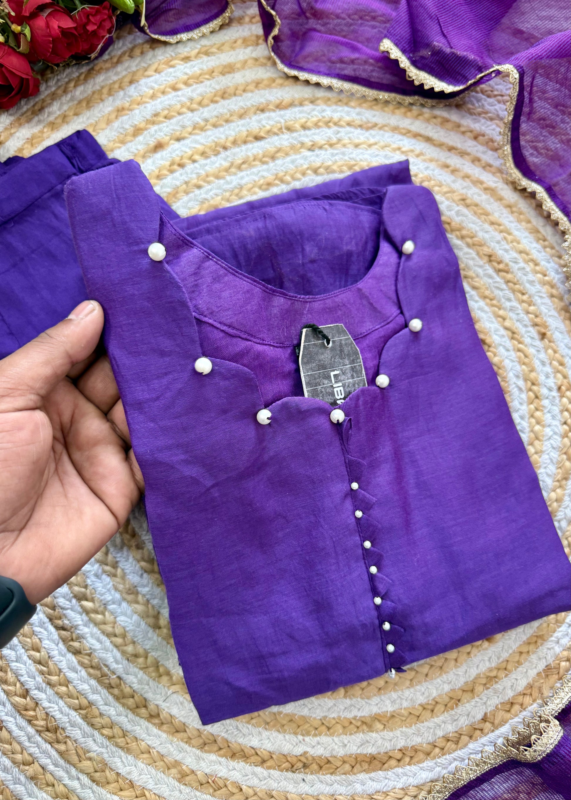 “FIDA” Premium Mul Chanderi Daman work anarkali suit set