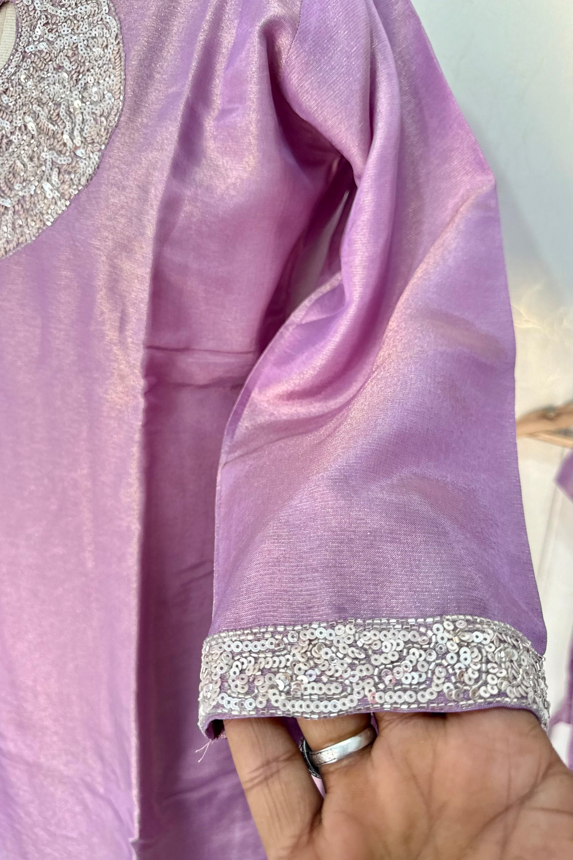 “SHINE” Beautiful Lavender with gold tone shimmer tissue kurta set