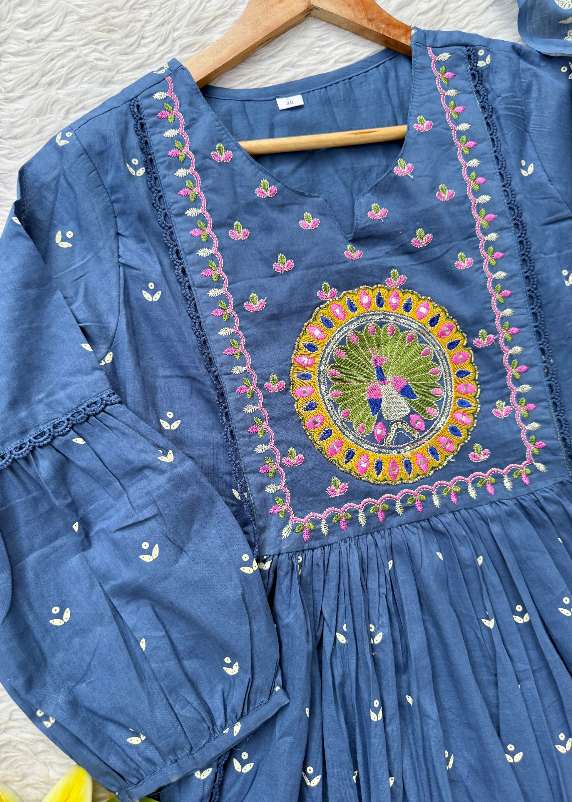 “SHYLA" Premium Mul cotton embroidered work Anarkali suit