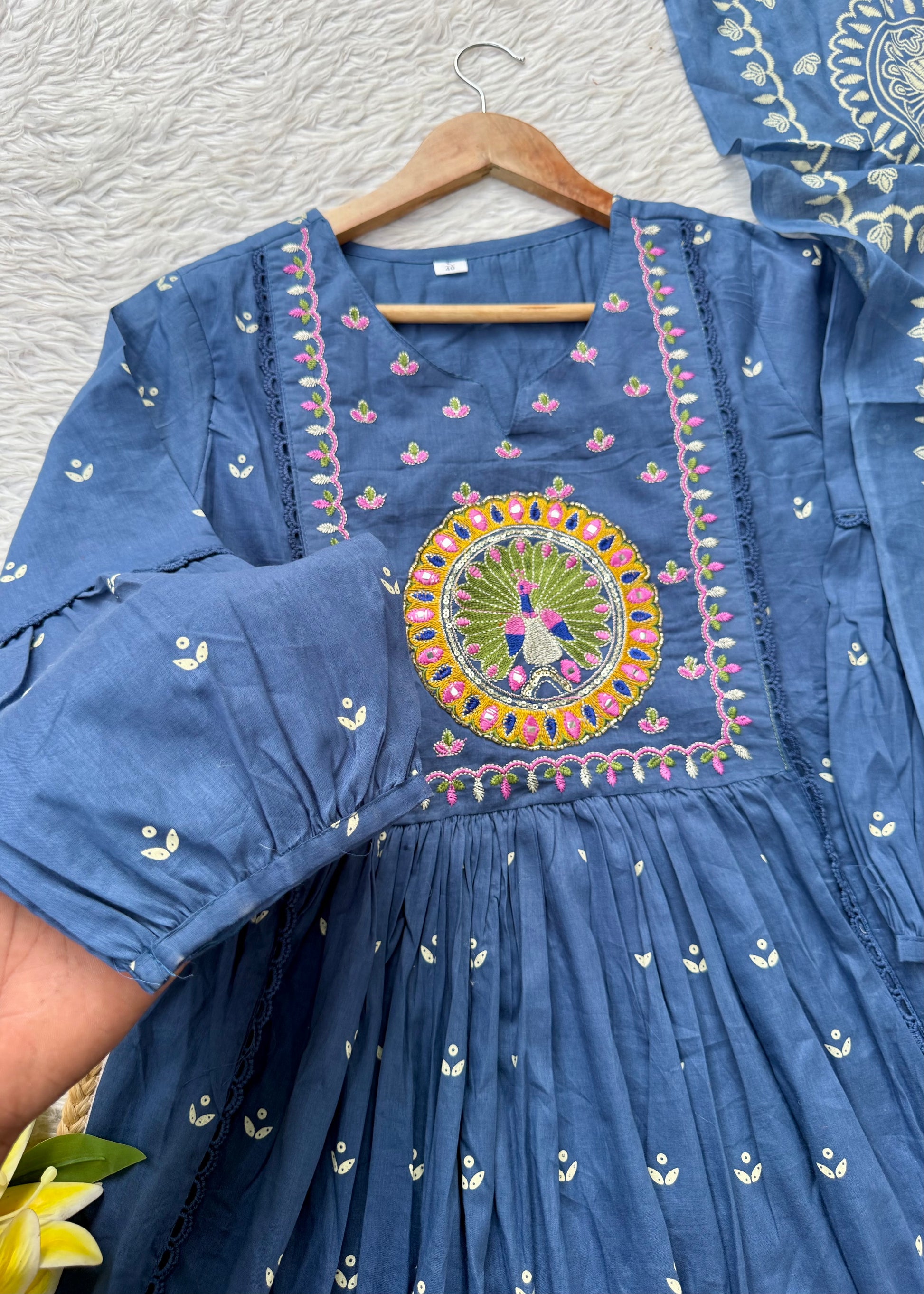 “SHYLA" Premium Mul cotton embroidered work Anarkali suit