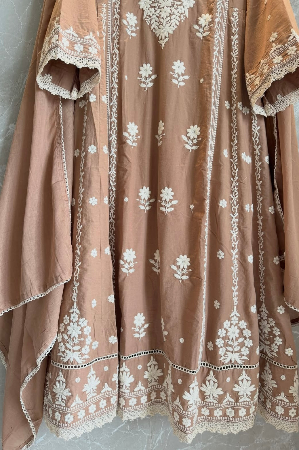 ✨”Inayat- Premium Cotton Embroidered Anarkali Suit Set